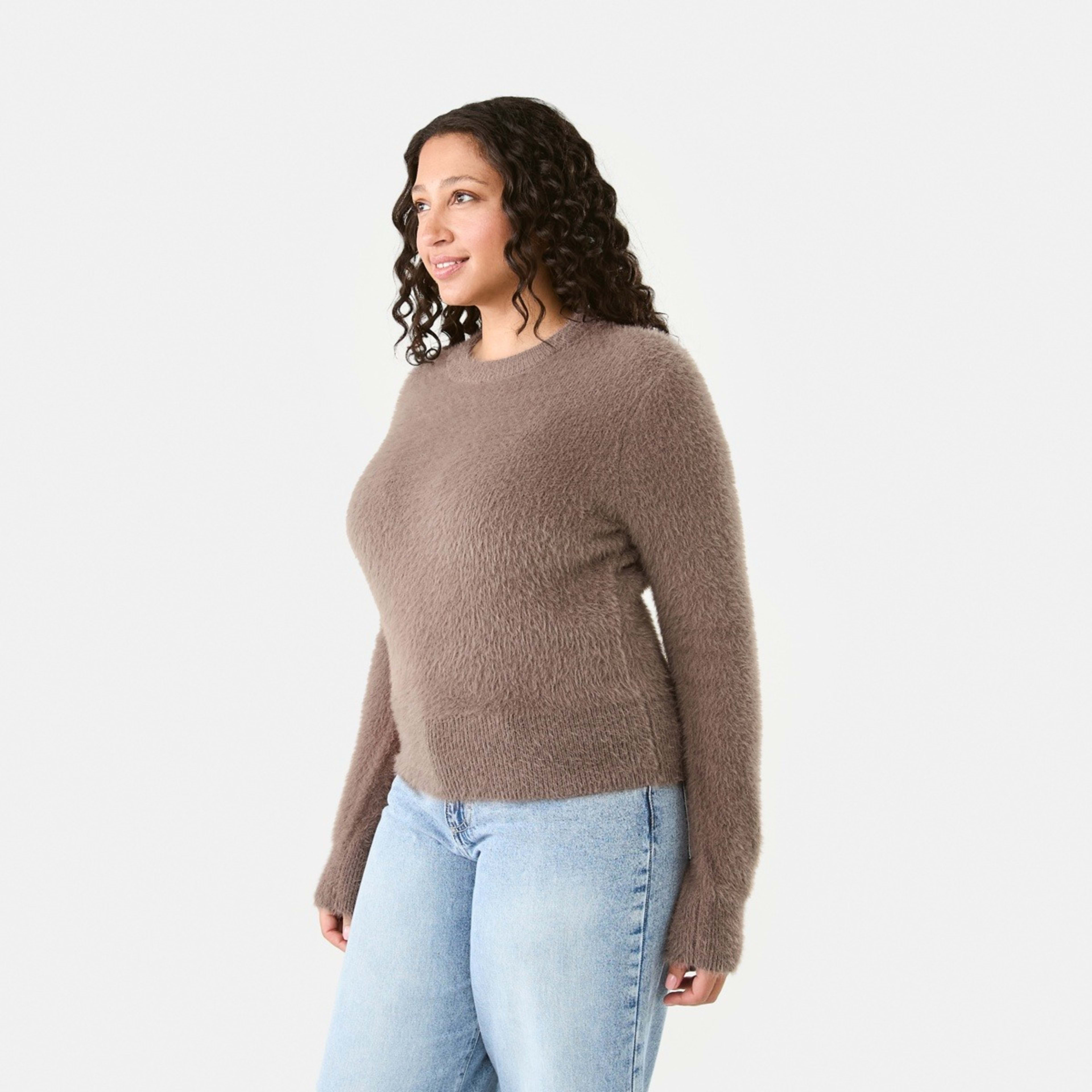 2 Eyelash Jumper Taupe Brn, 2 of 6