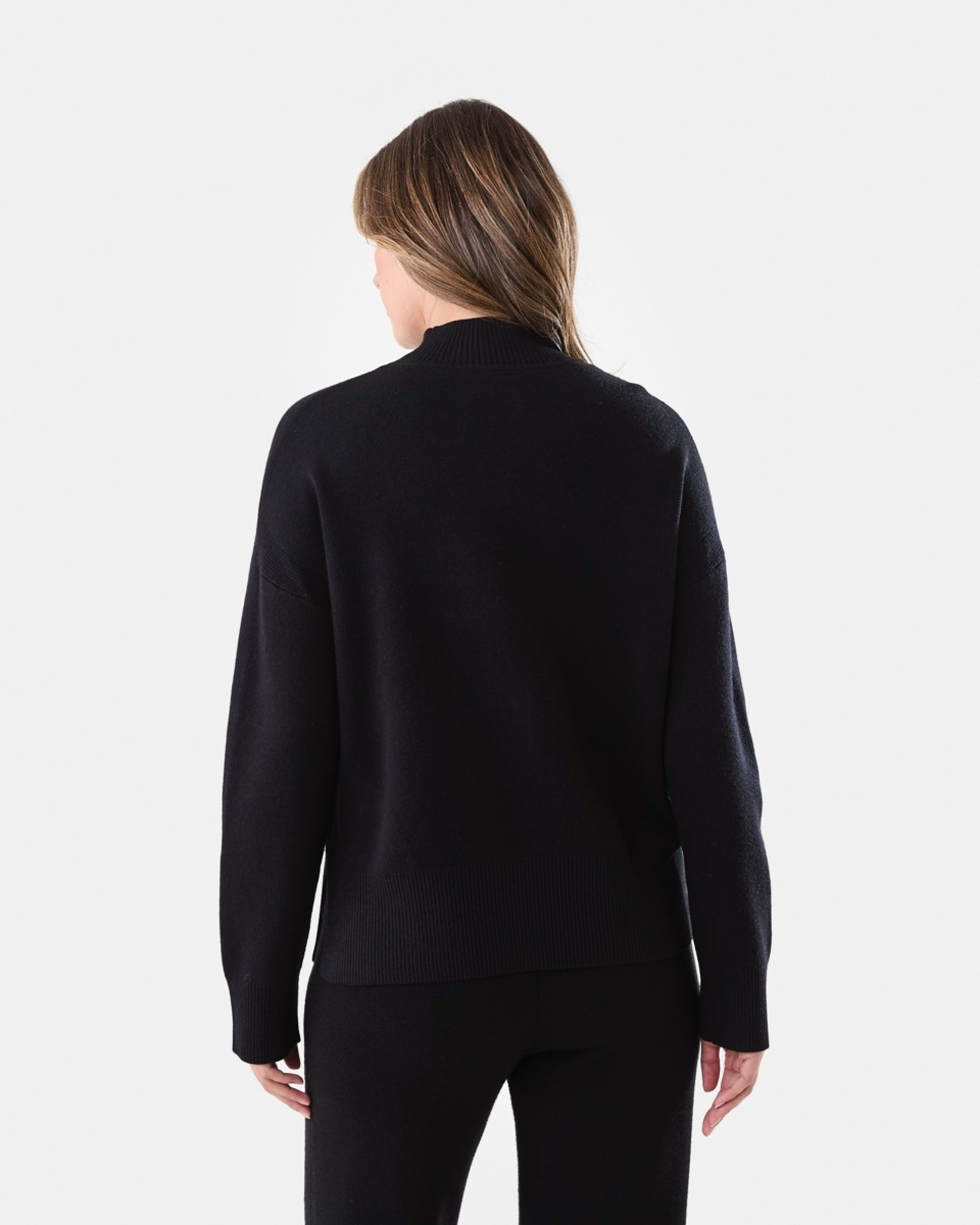 3 Compact Mock Neck Jumper Black, 3 of 6