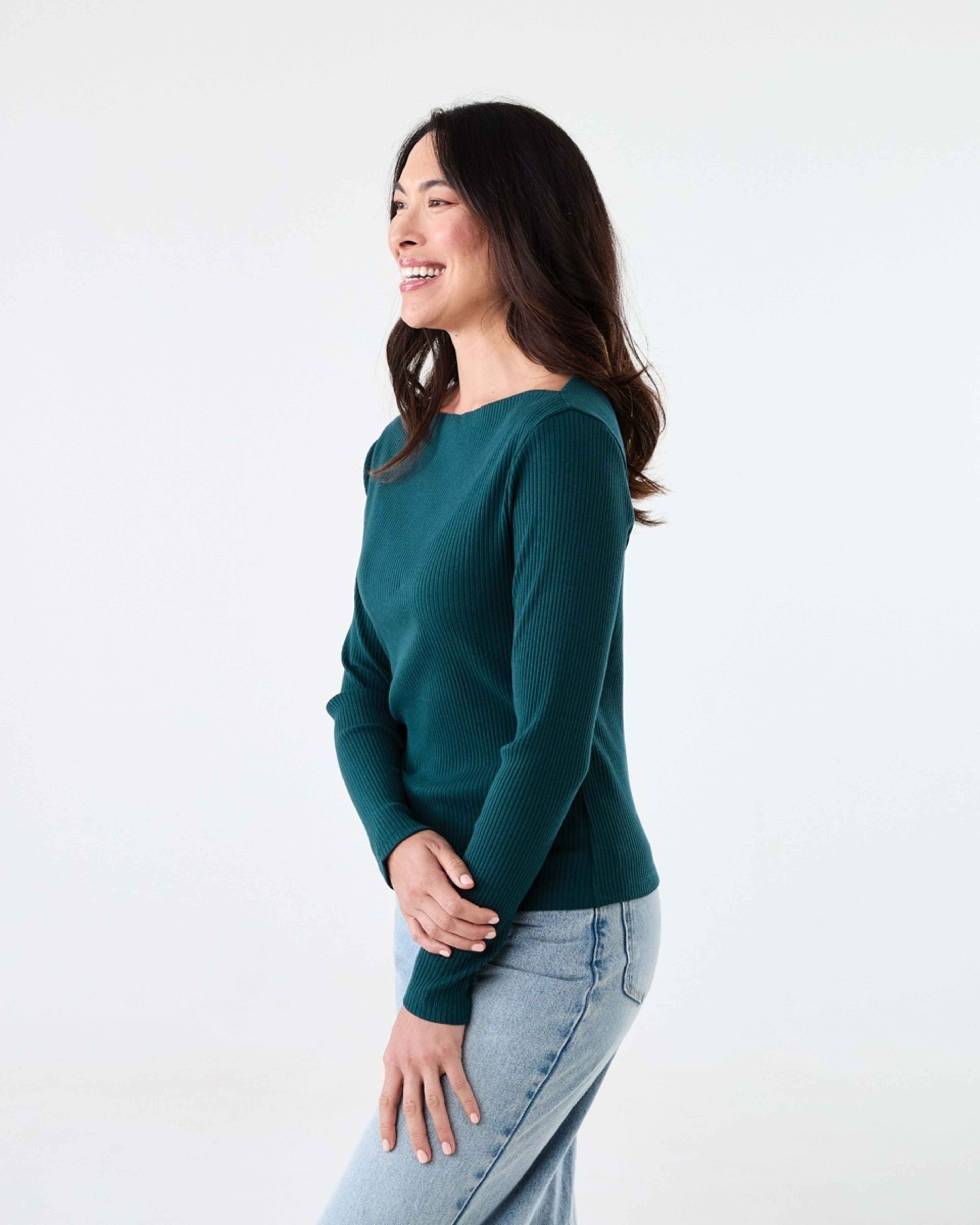 2 Long Sleeve Rib Boat Neck Top Kason Gren, 2 of 5