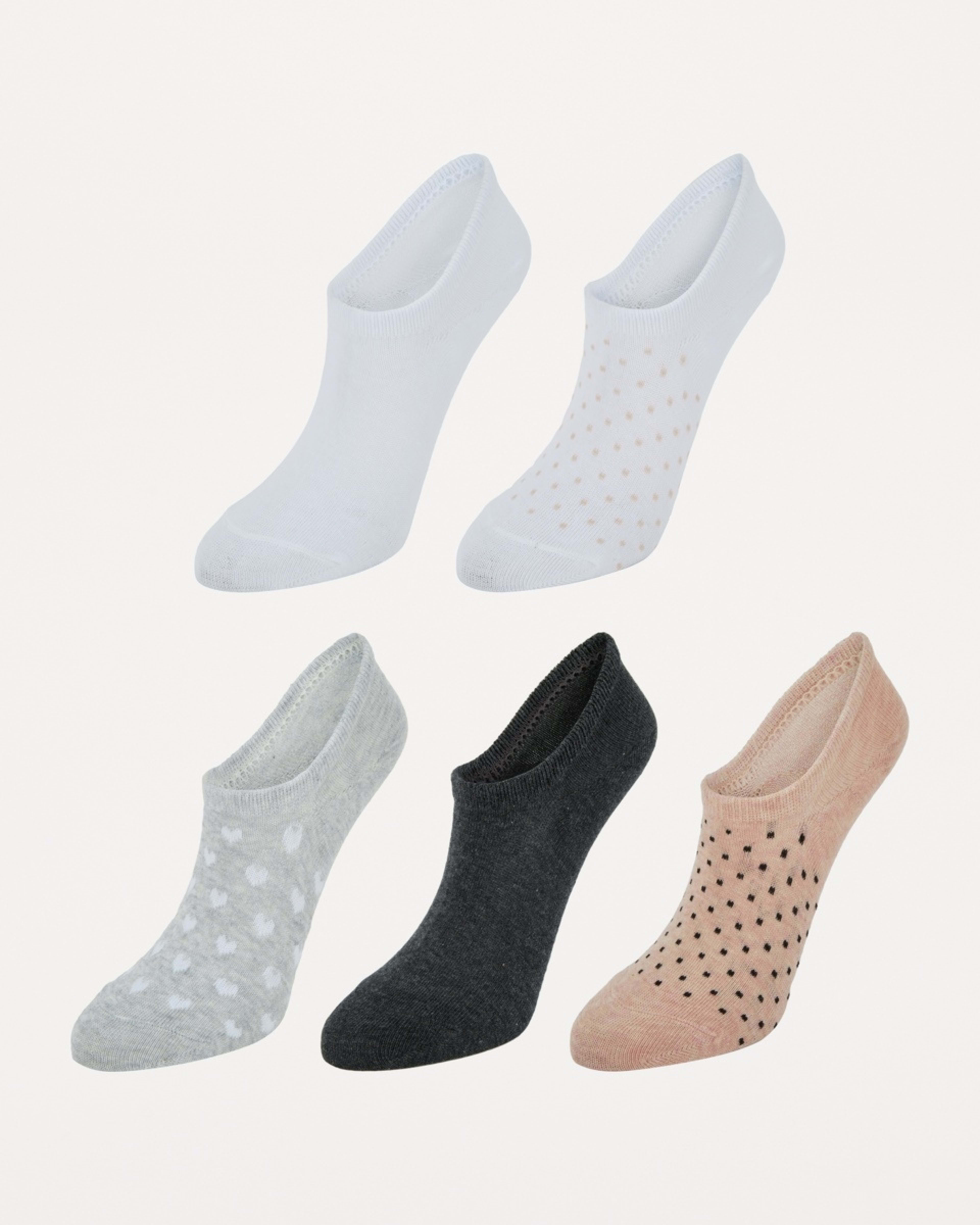 1 5 Pack Jacquard Sneaker Socks HEART SPOT MULTI PACK ROSE SMOKE
