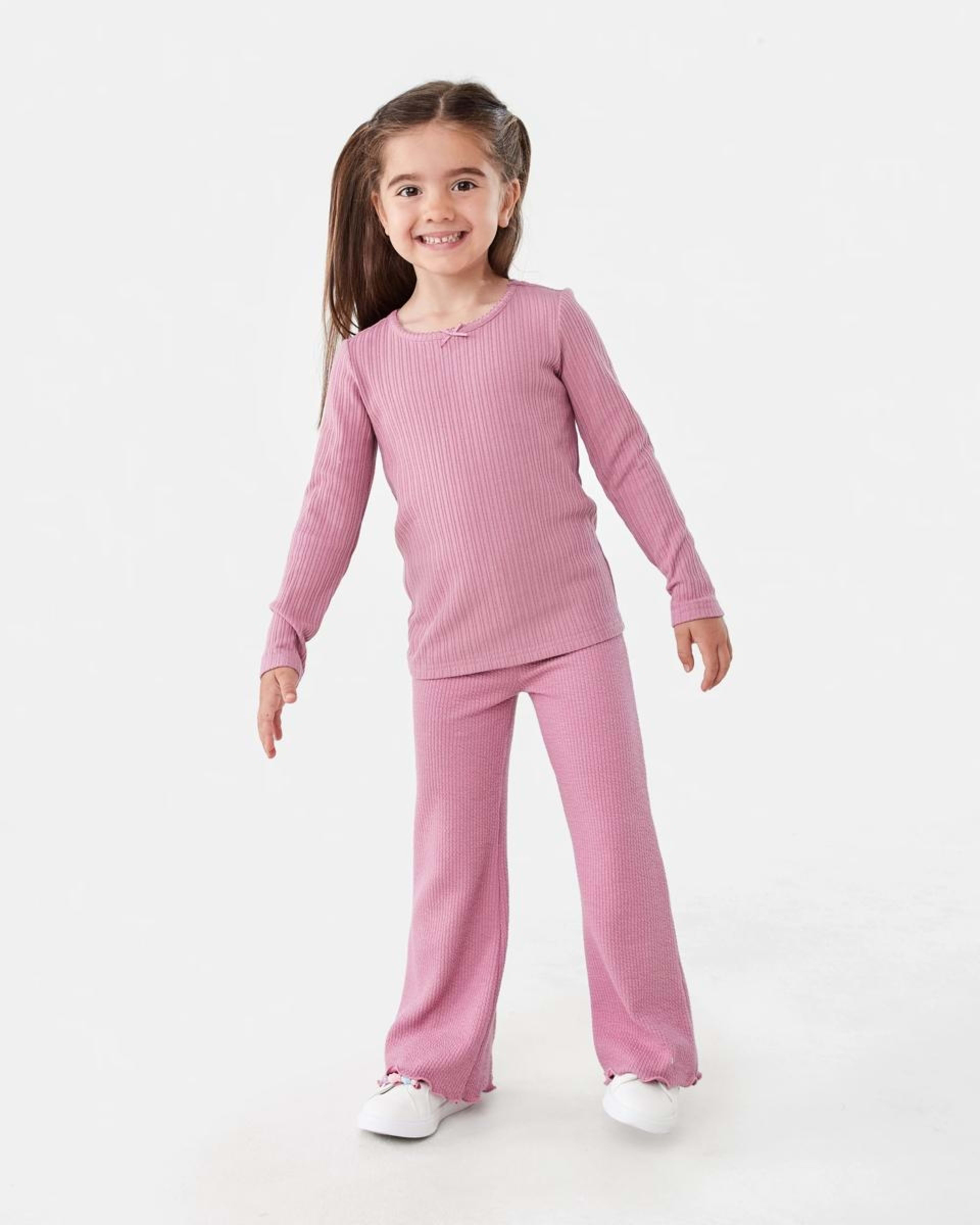 6 Long Sleeve Pointelle T-shirt Dust Rose, 6 of 7