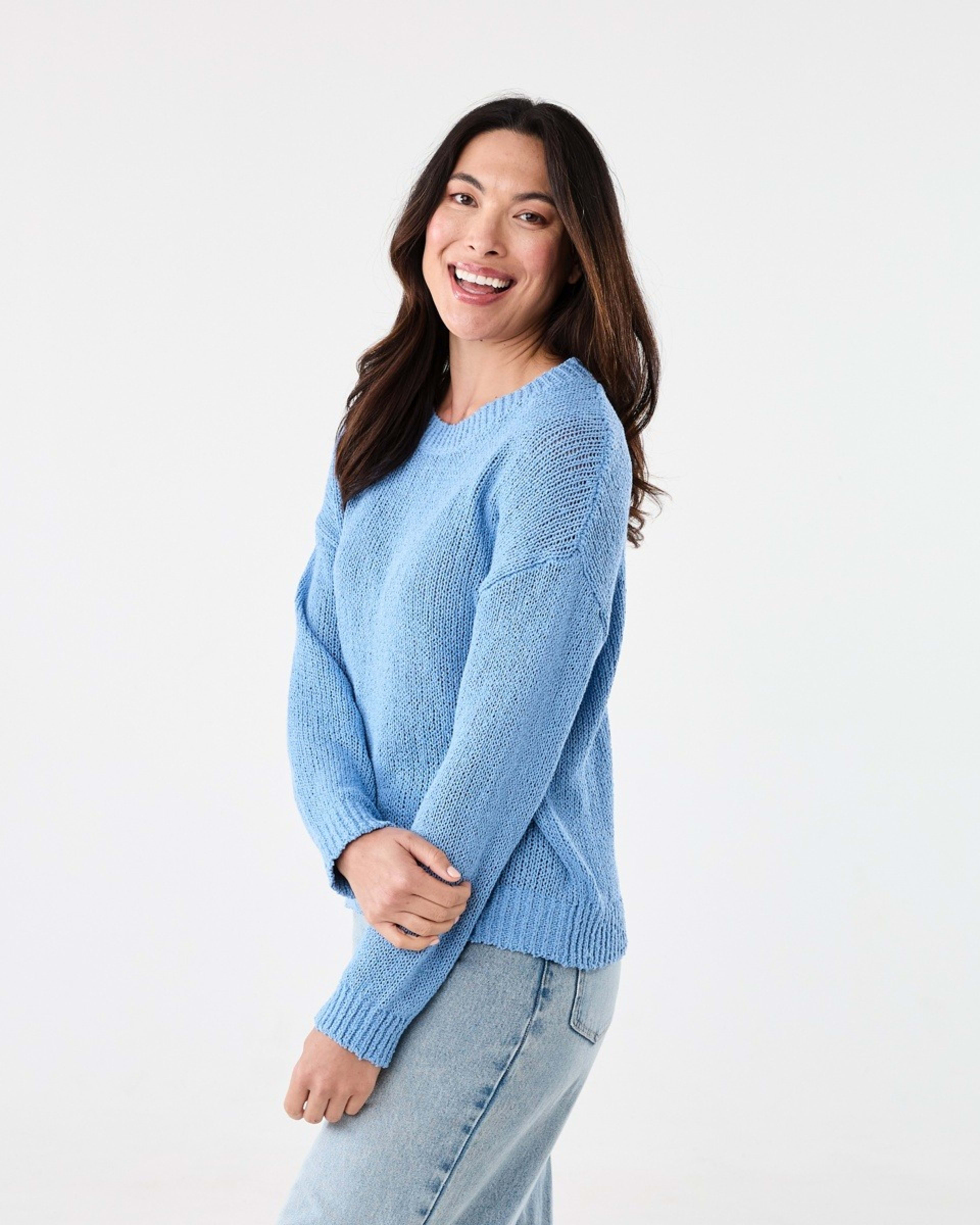 2 Cotton Slub Crew Jumper Cornflower, 2 of 5