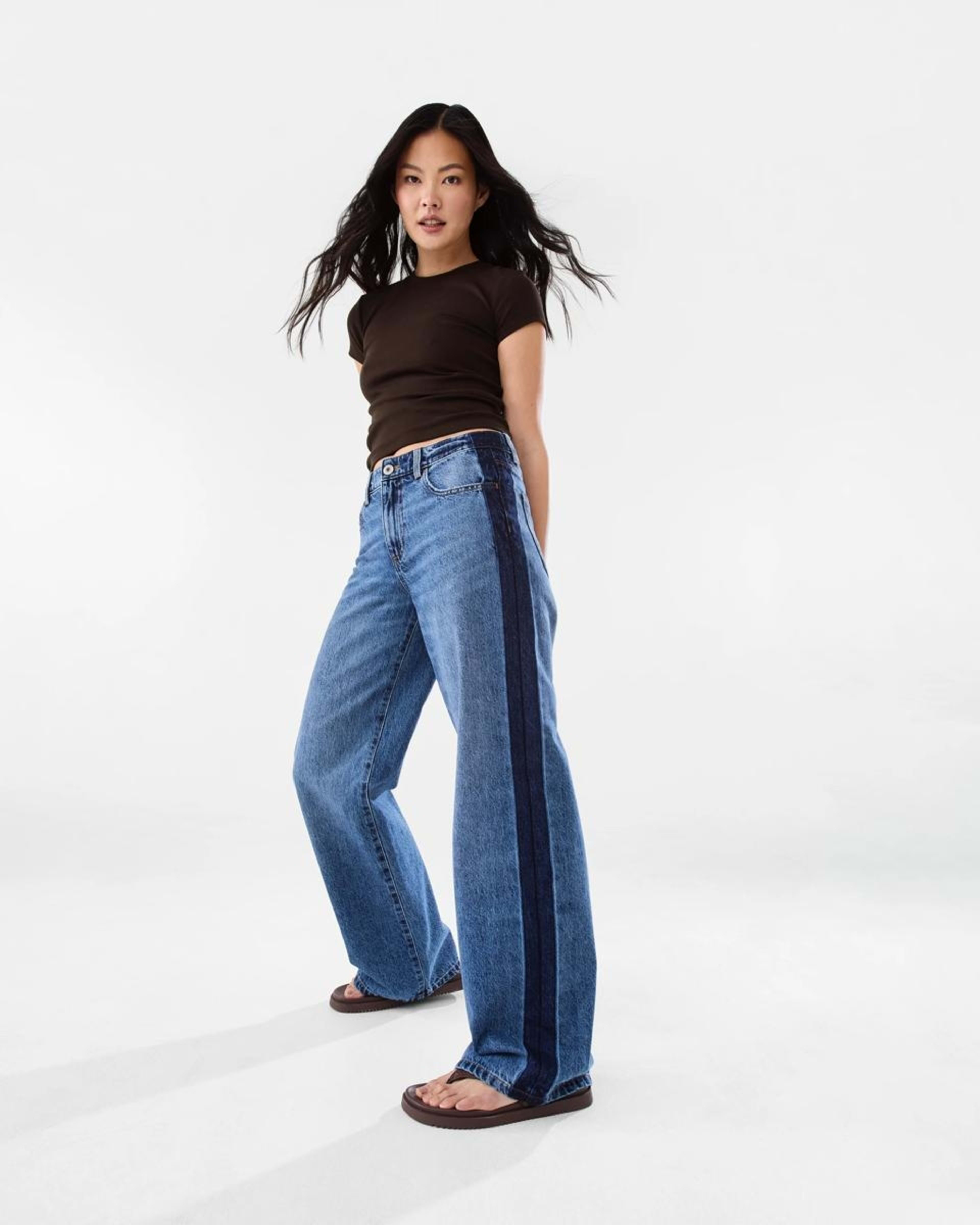 5 Side Stripe Wide Leg Jeans MID WASH, 5 of 10