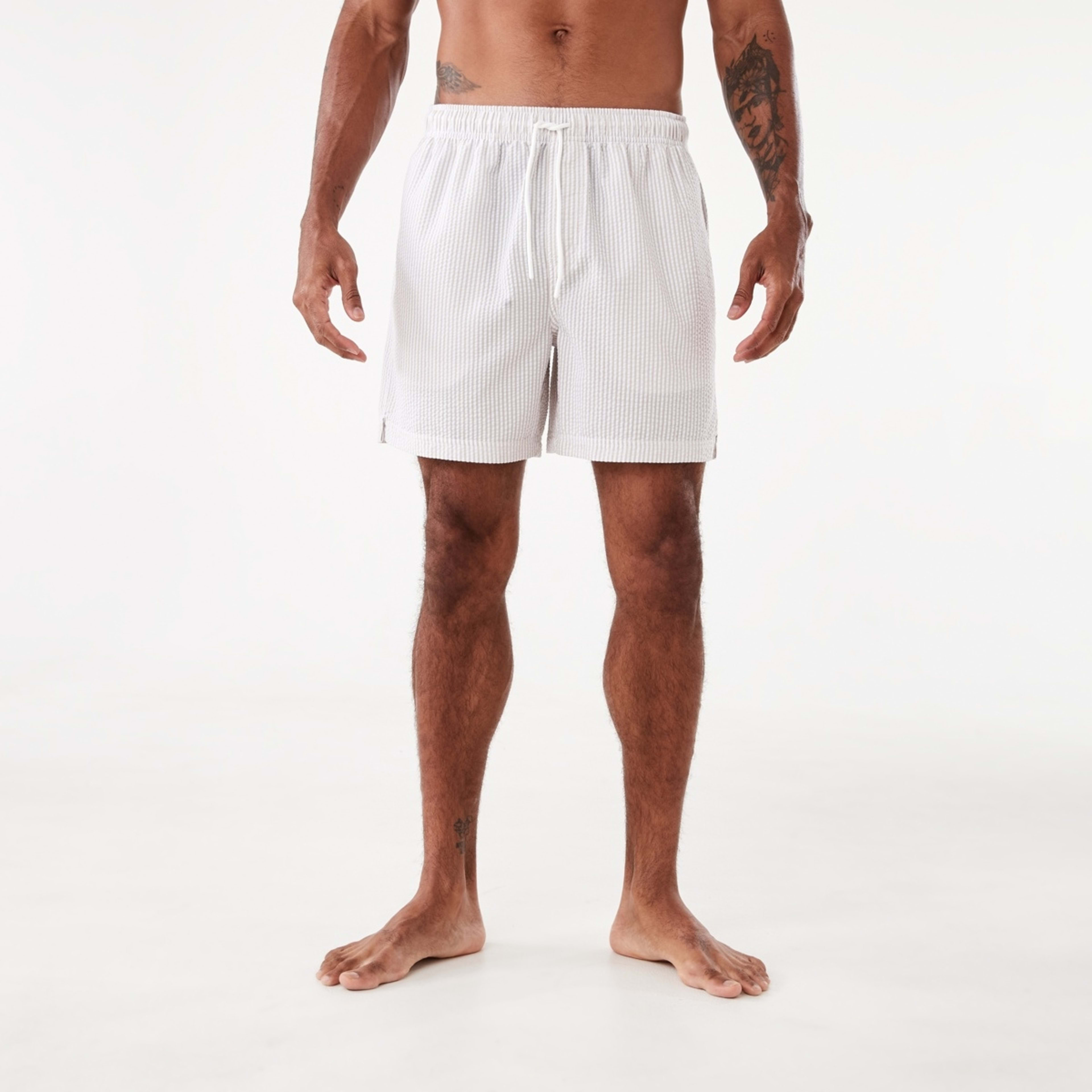 7 Seersucker Boardshorts Beige Stripe, 7 of 7