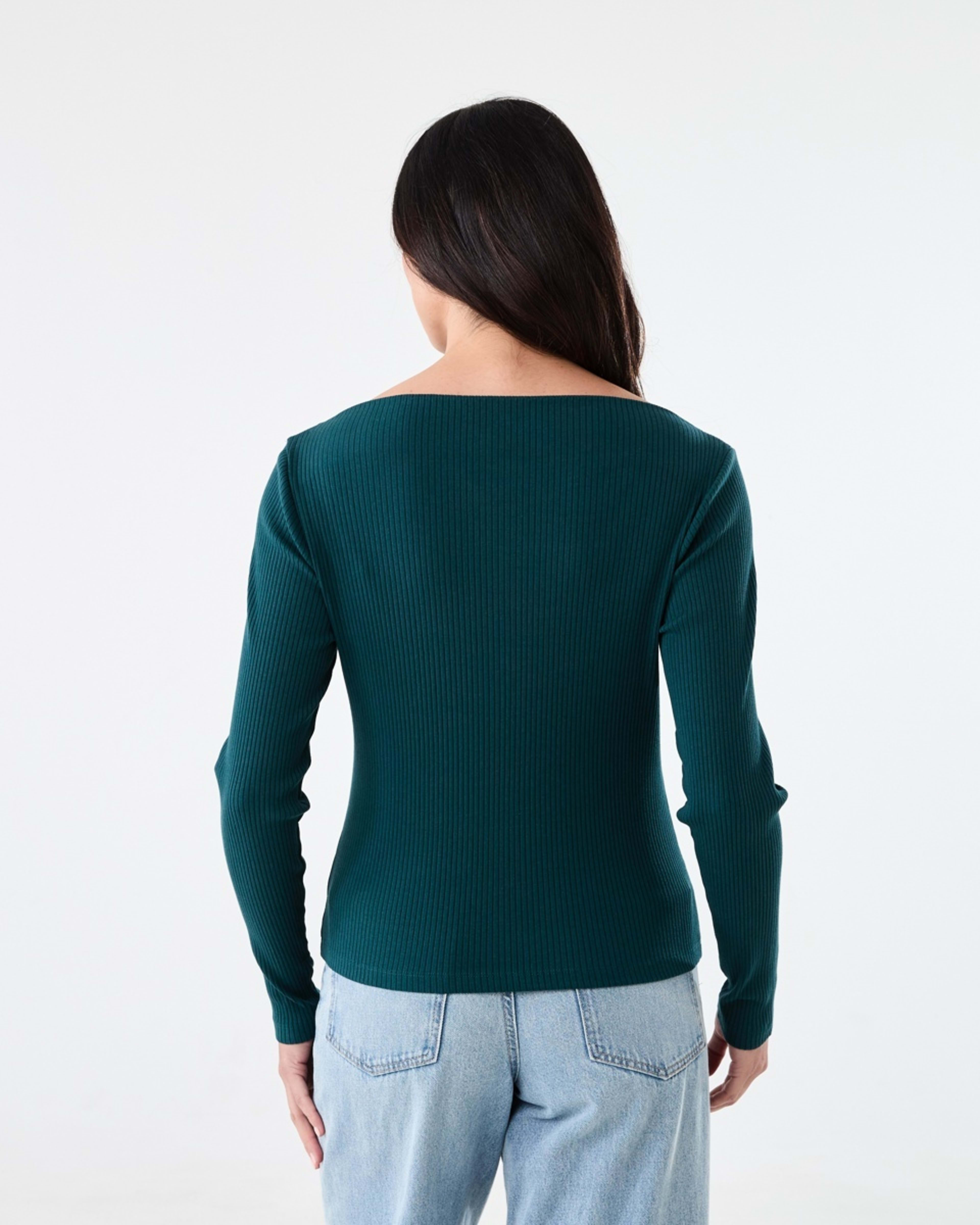 3 Long Sleeve Rib Boat Neck Top Kason Gren, 3 of 5