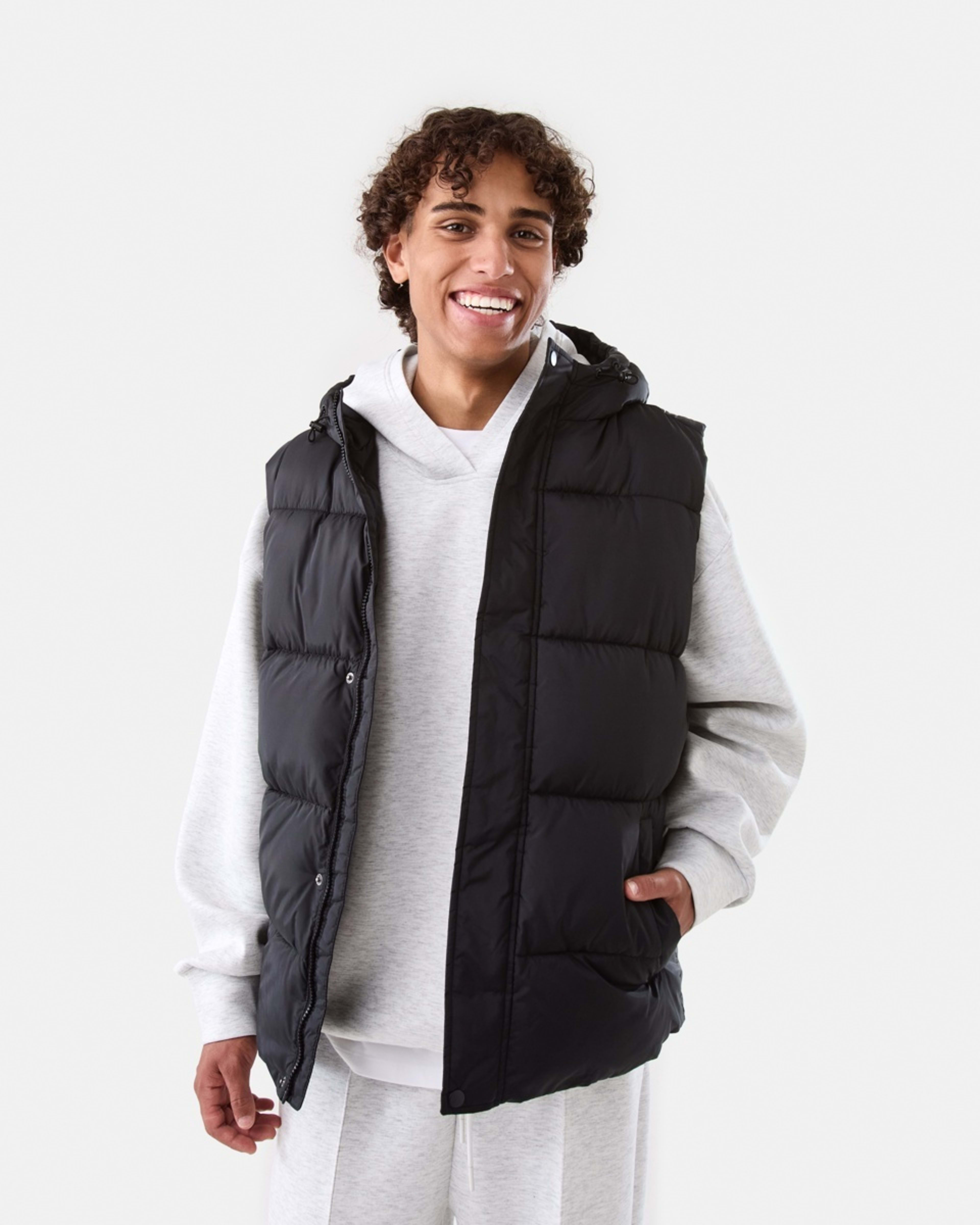 1 Hooded Puffer Vest Black