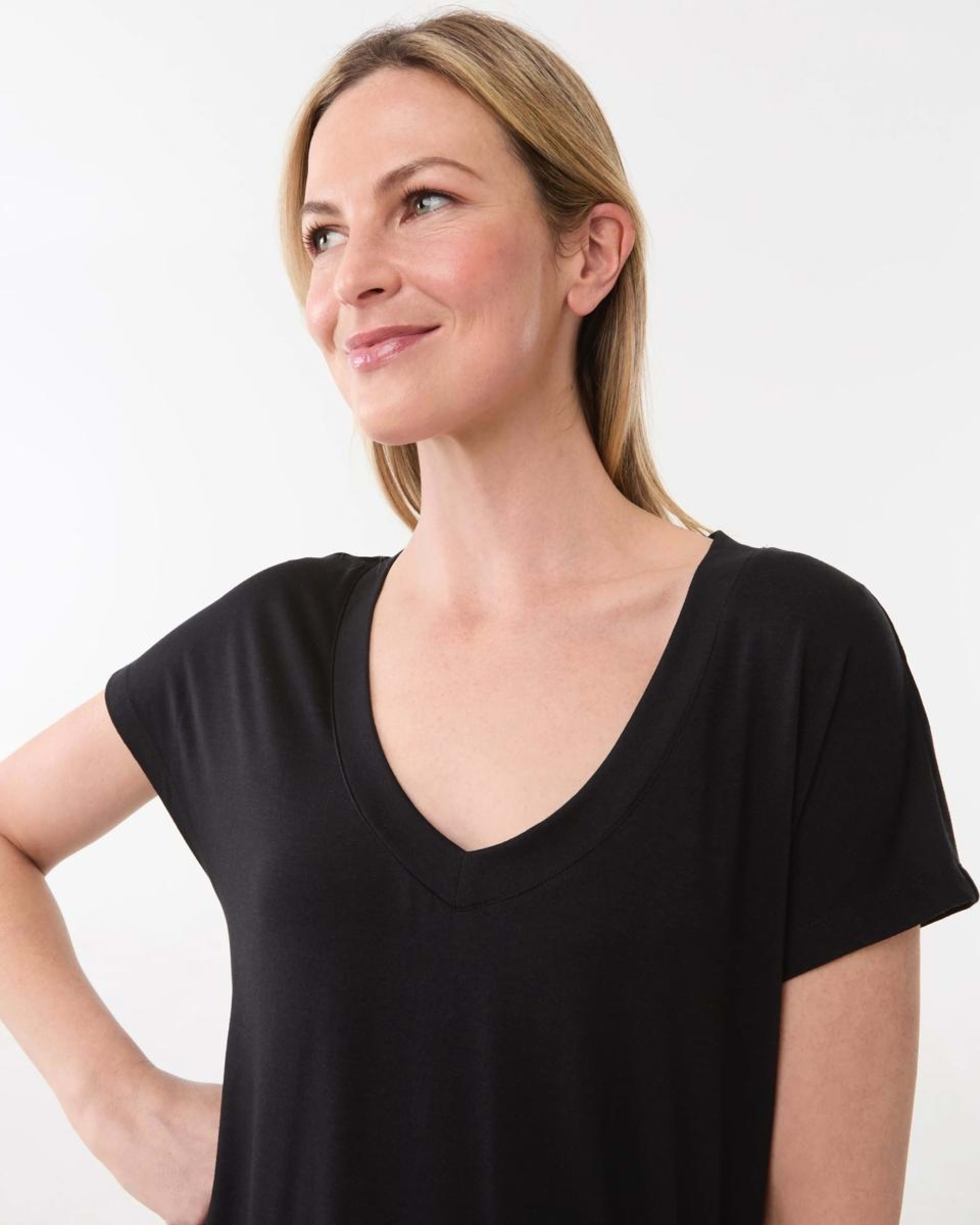 4 Short Sleeve Comfort Nightie BLACK, 4 of 5