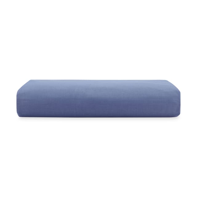 180 Thread Count Fitted Sheet Single Bed, Mid Blue Kmart
