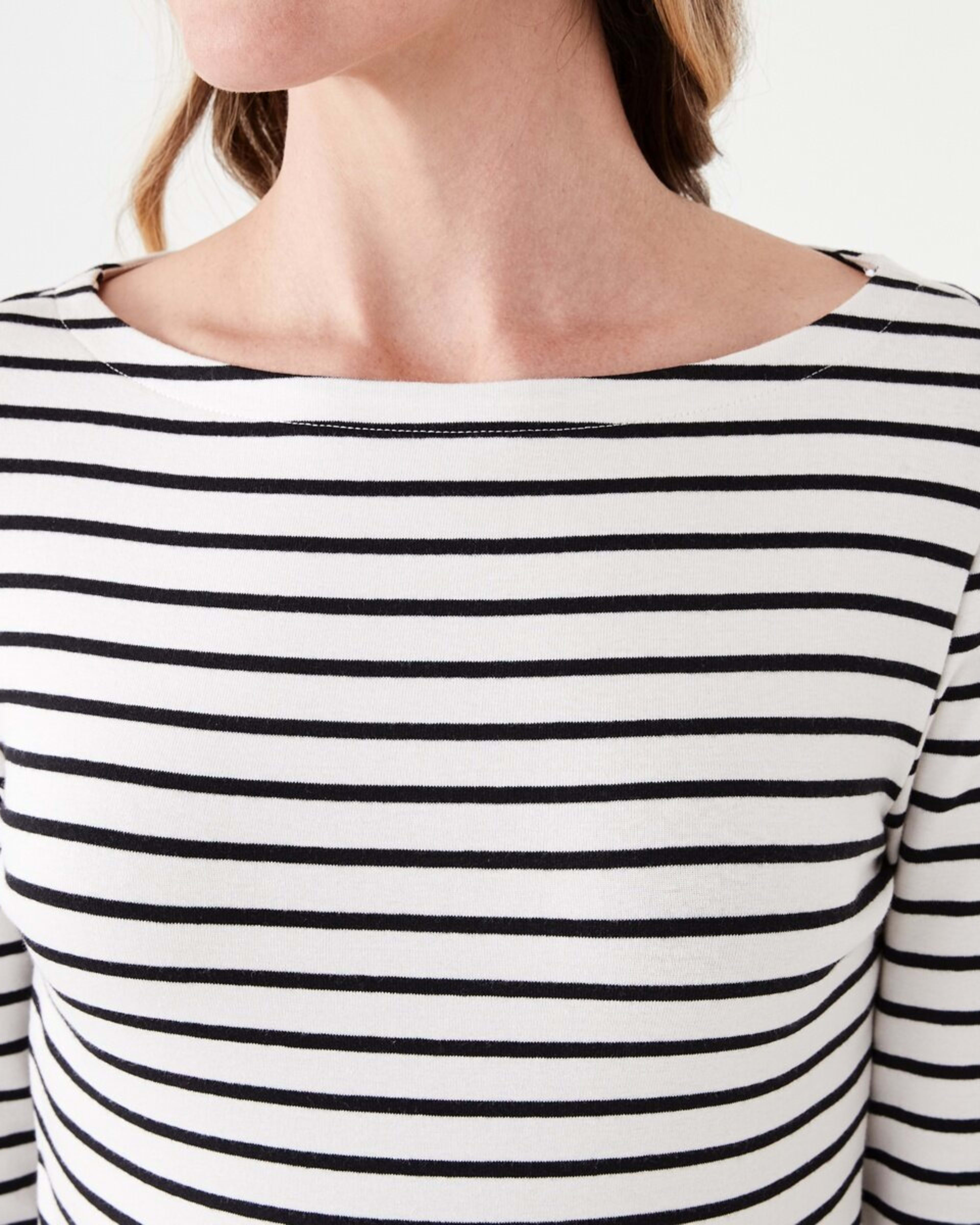 5 Long Sleeve Modal Boat Neck Top ECRU STRIPE, 5 of 5
