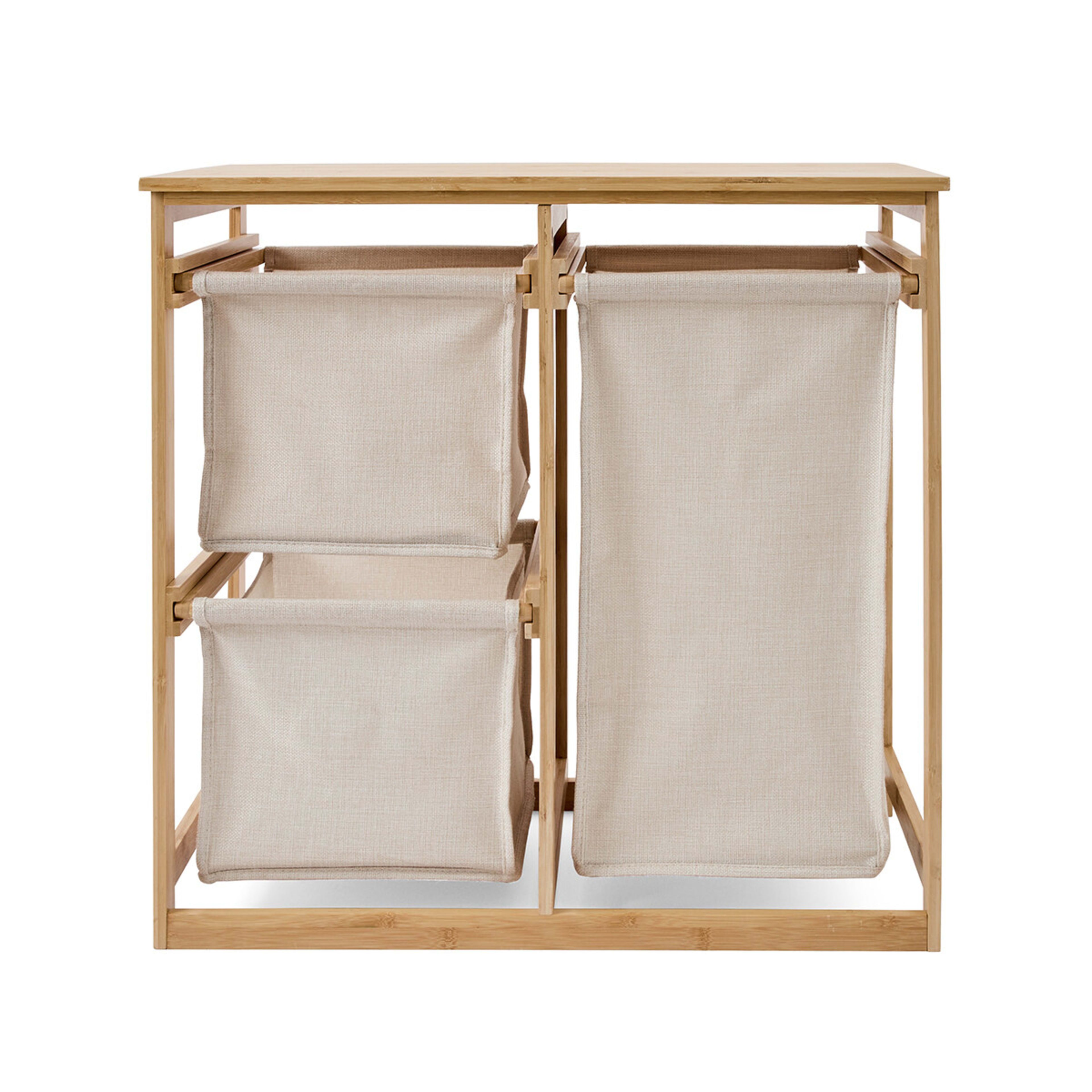 4 Bamboo and Linen Look Hamper with 3 Drawers, 4 of 8