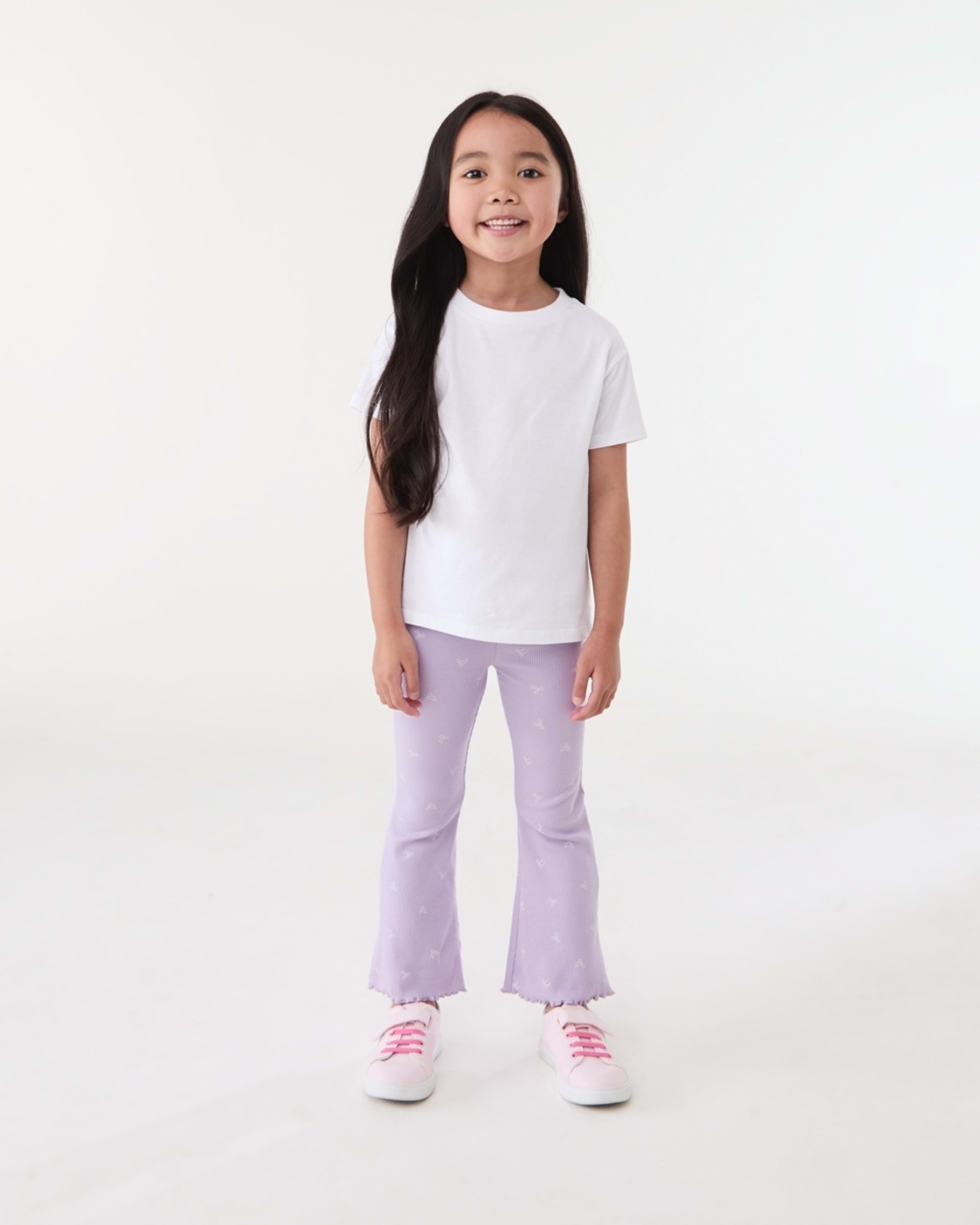4 Rib Flare Leggings CUTE BOWS PASTEL LILAC, 4 of 5
