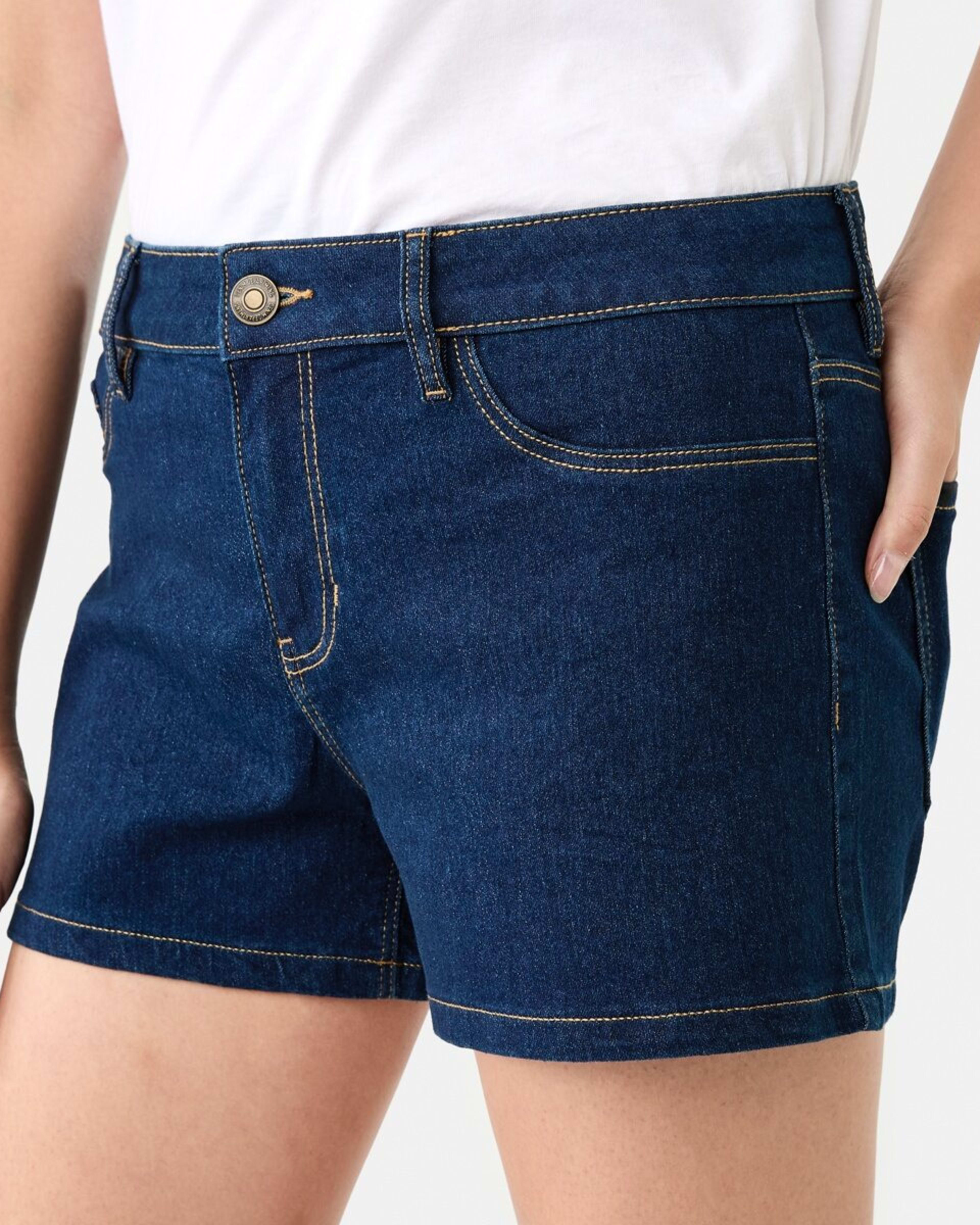 3 Mid Rise Denim Shorts INDIGO WASH, 3 of 8