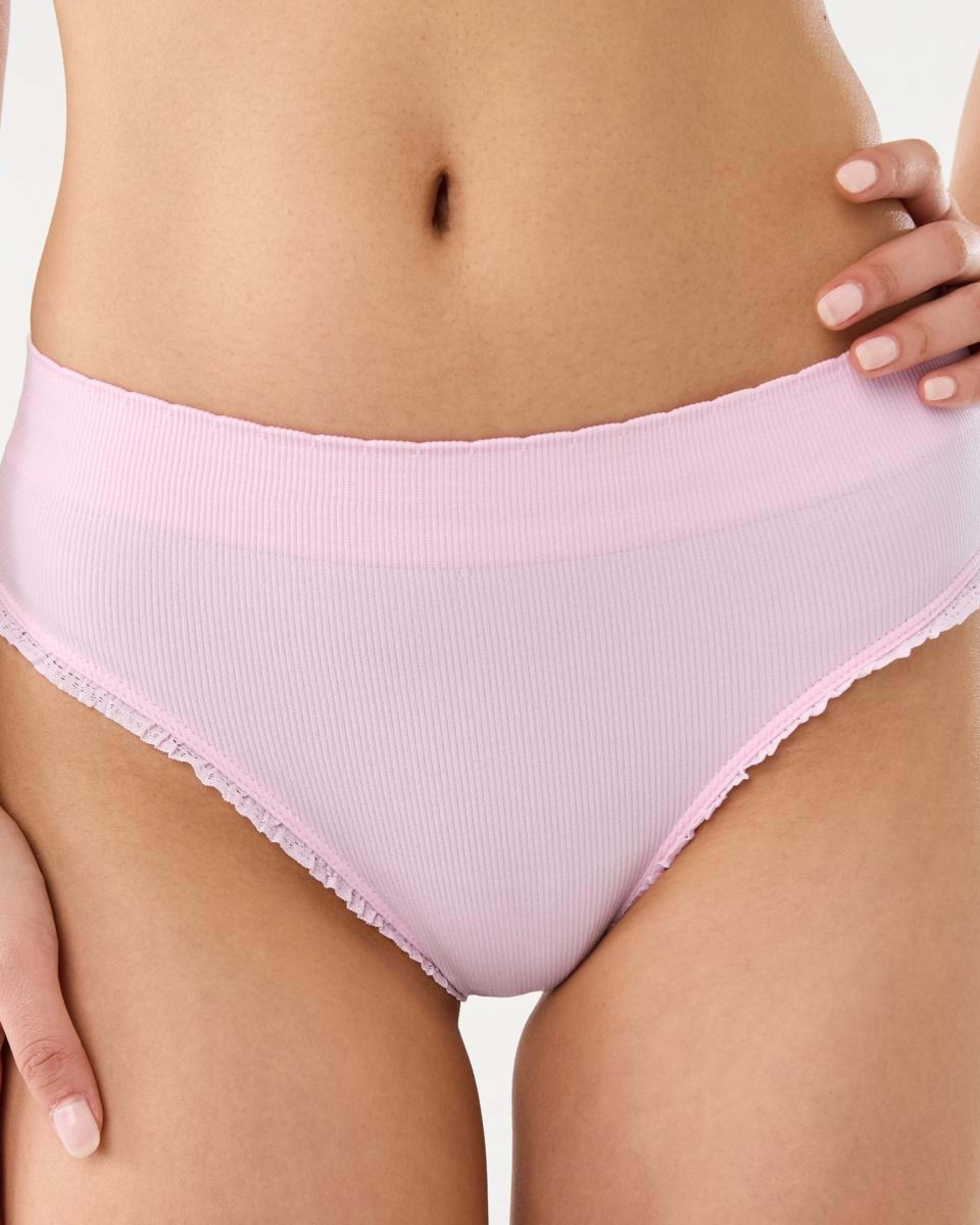 4 3 Pack Seamfree Rib Bikini Briefs BERRY, WHITE, PINK LADY, 4 of 8