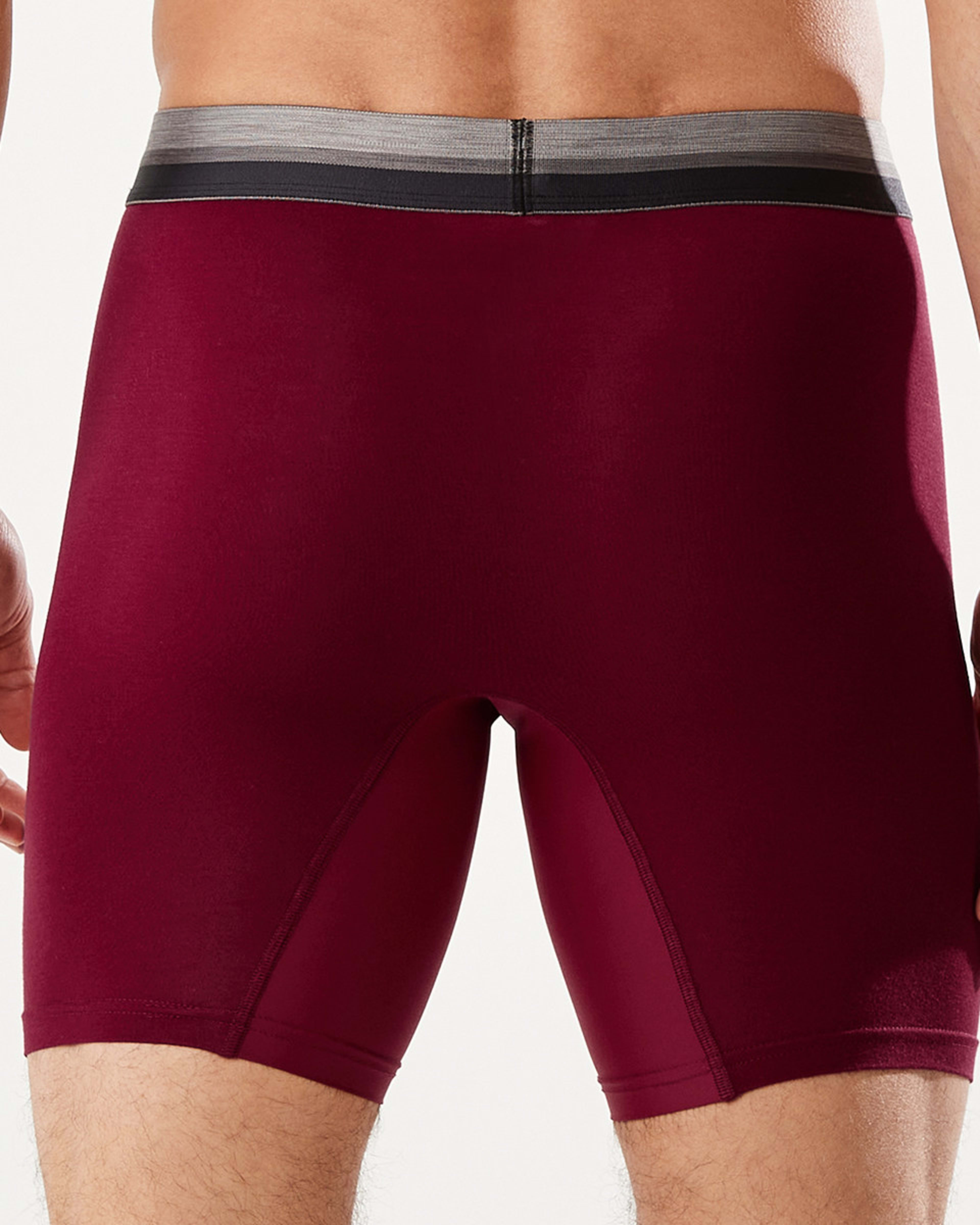 3 Anti-ride Mid Length Bamboo Blend Trunks Biking Red, 3 of 7