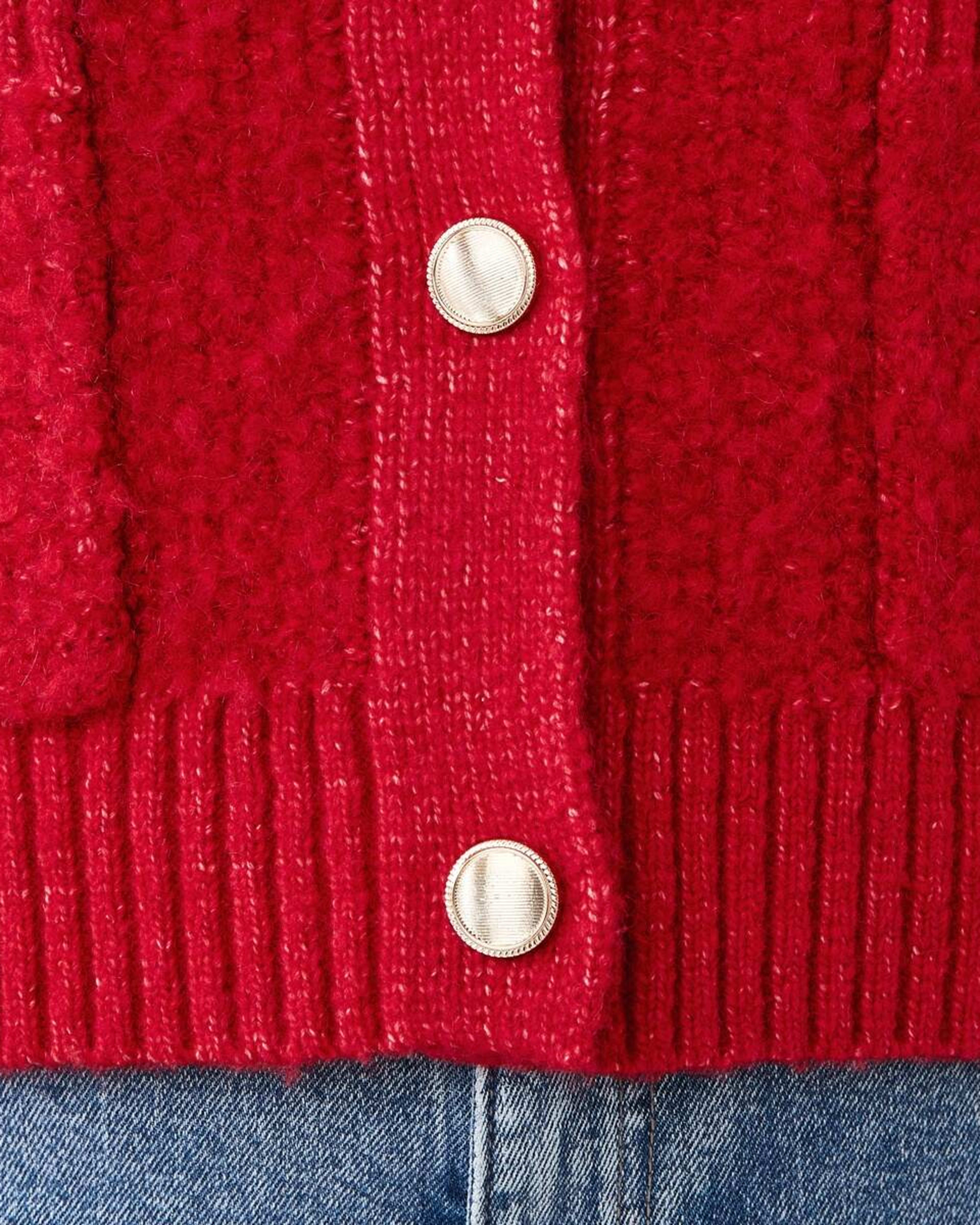 6 Pocket Textured Cardigan Cherry Red, 6 of 7