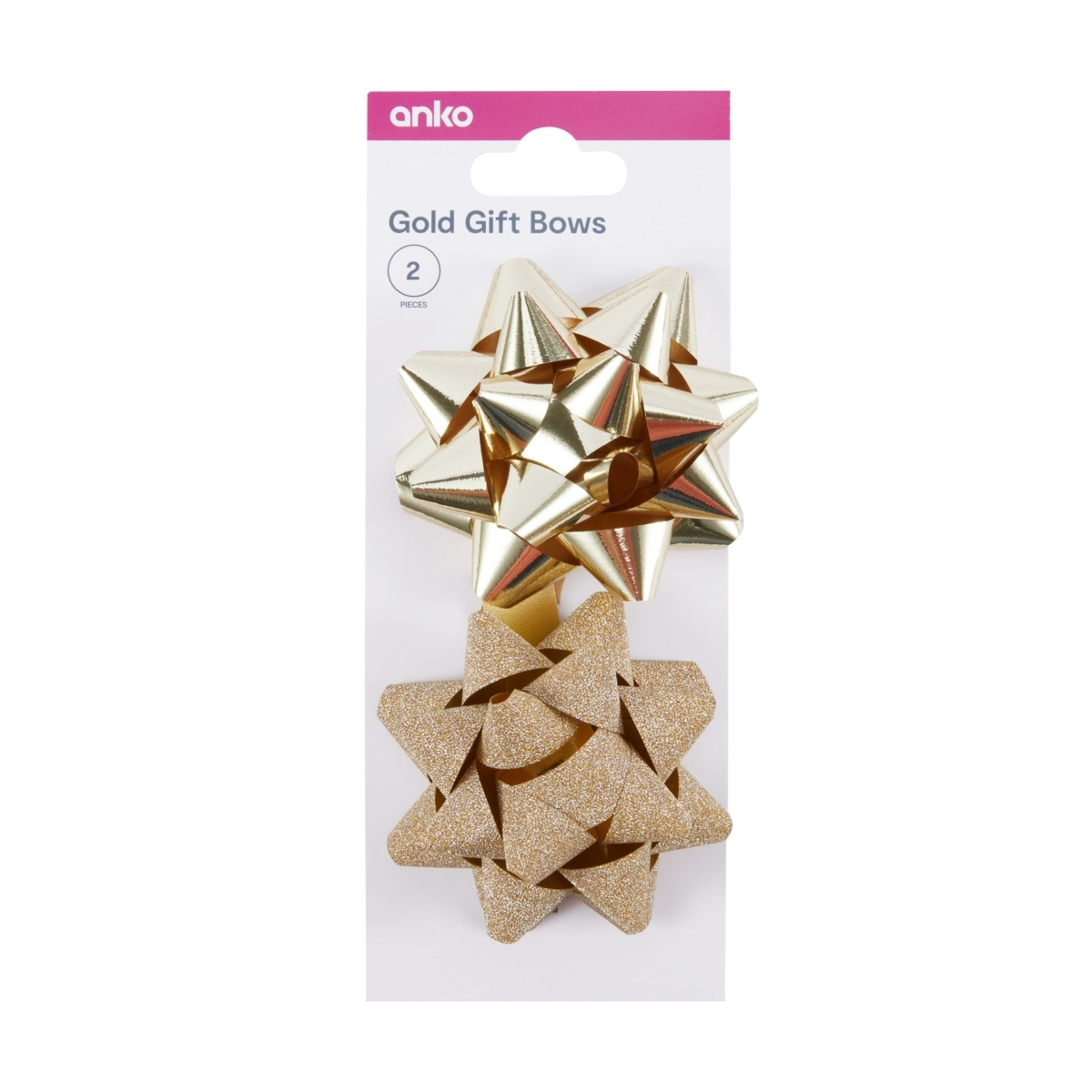 1 2 Piece Gift Bows - Gold Look