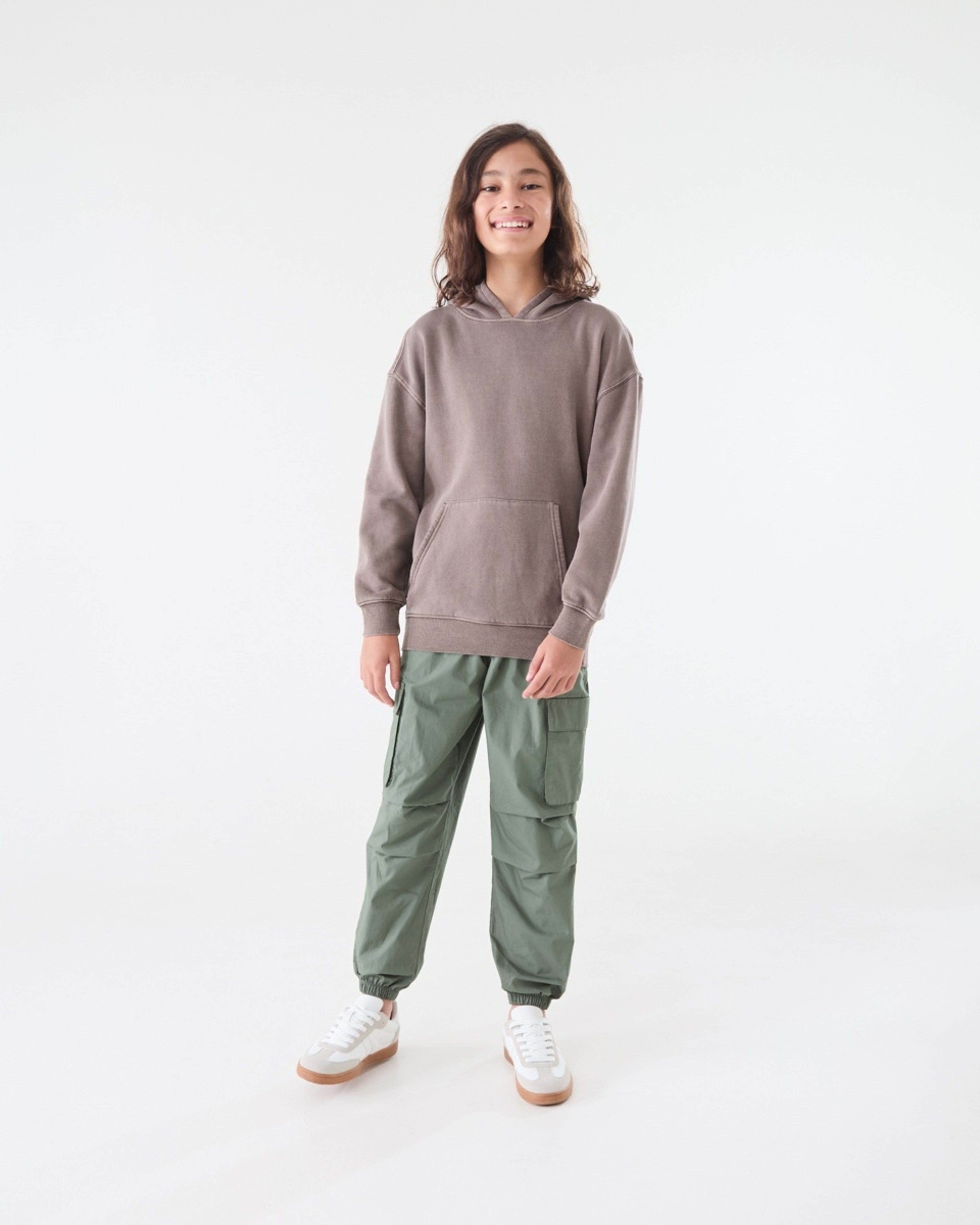 5 Oversized Washed Hoodie with Pocket Brown Choc, 5 of 6