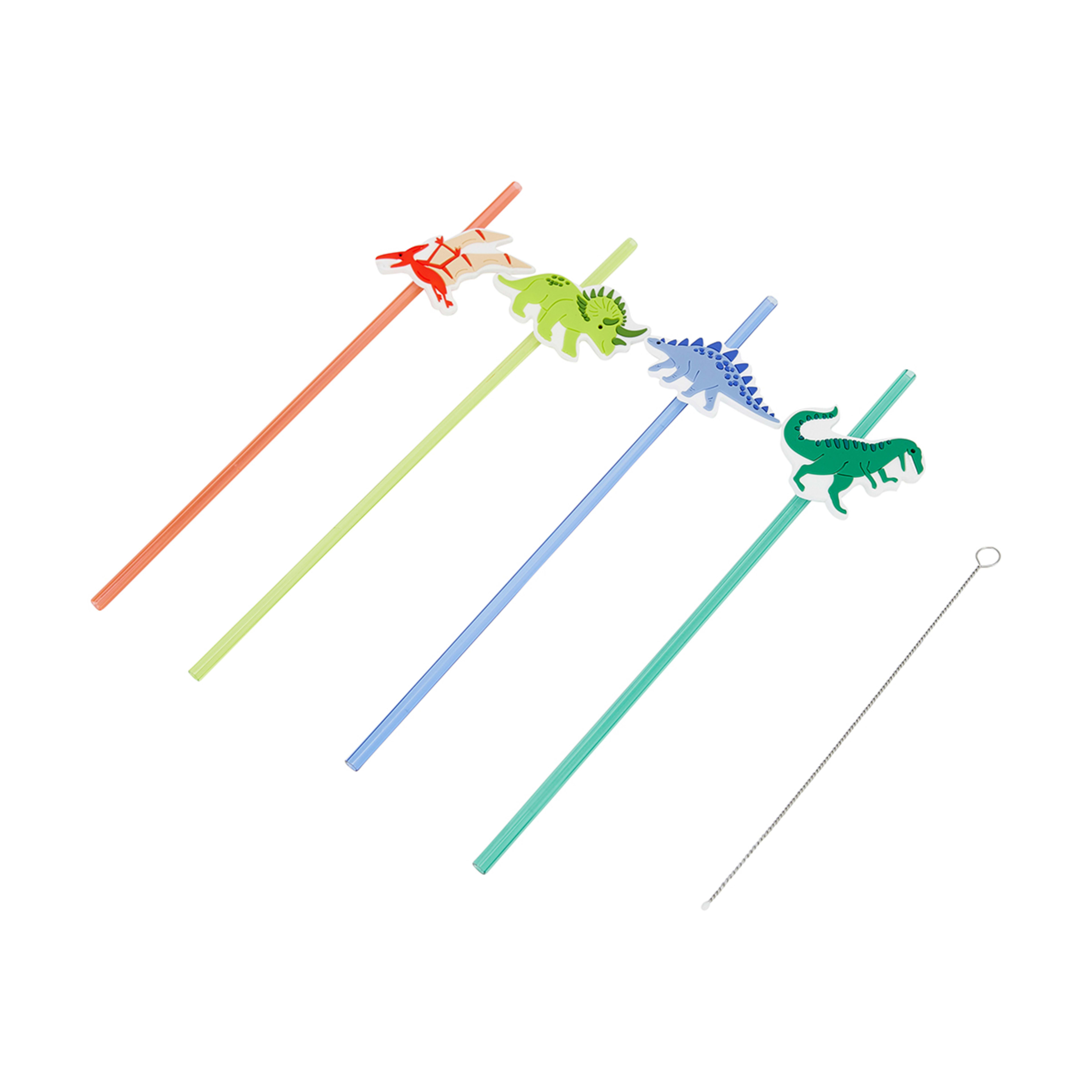 4 Pack Reusable Dinosaur Straws Kmart