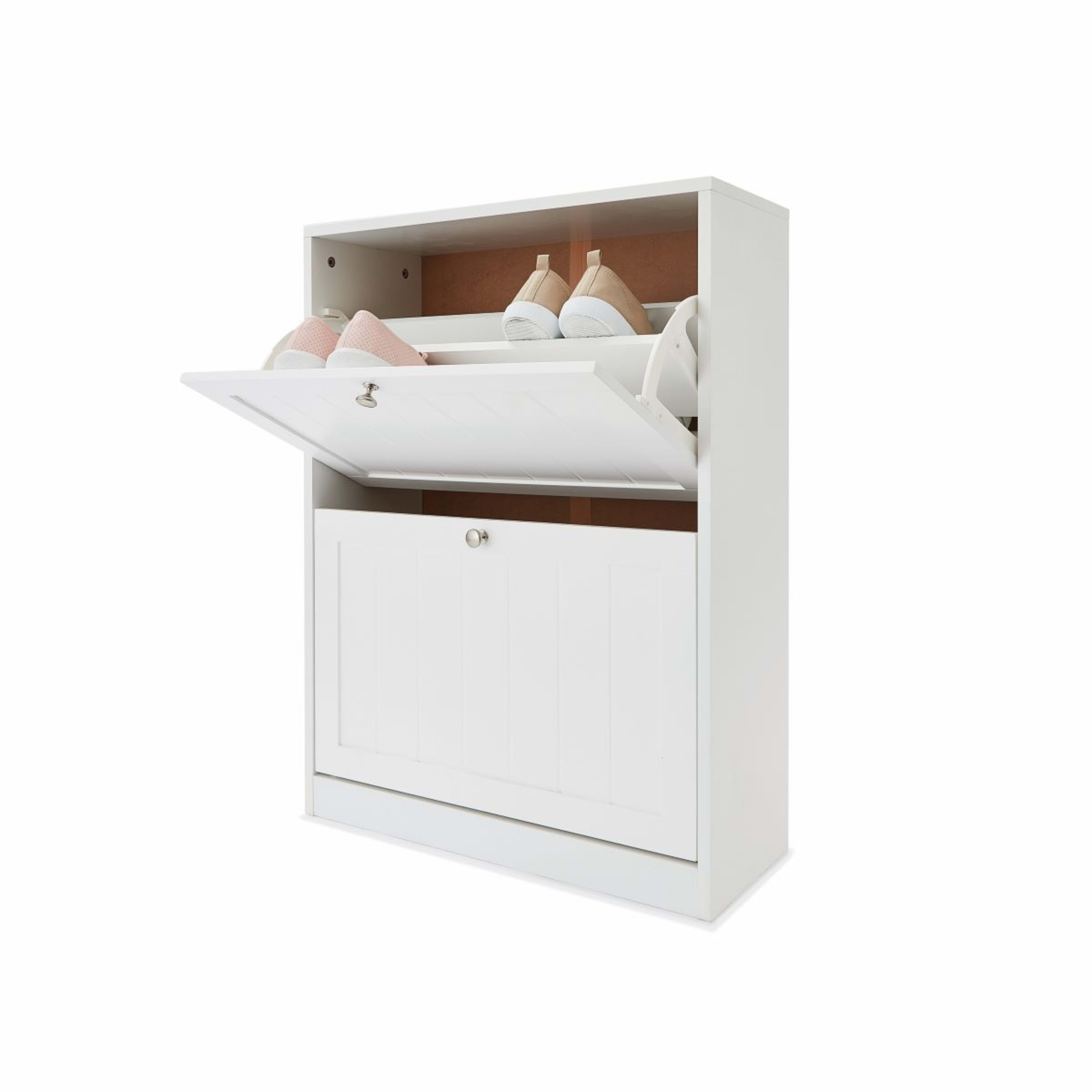 1 2 Tier Panelled Shoe Cabinet