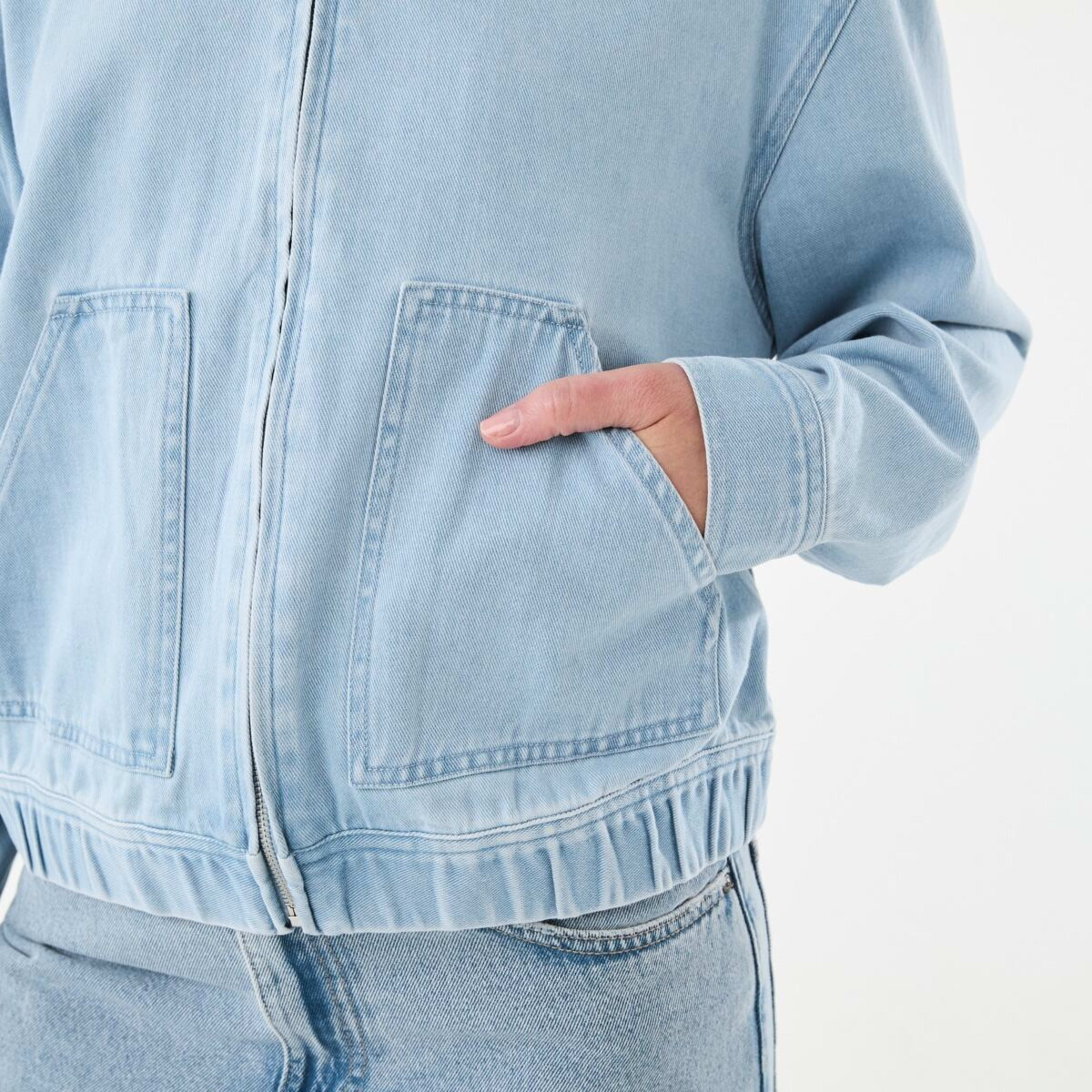 7 Denim Bomber Jacket Light Wash, 7 of 8