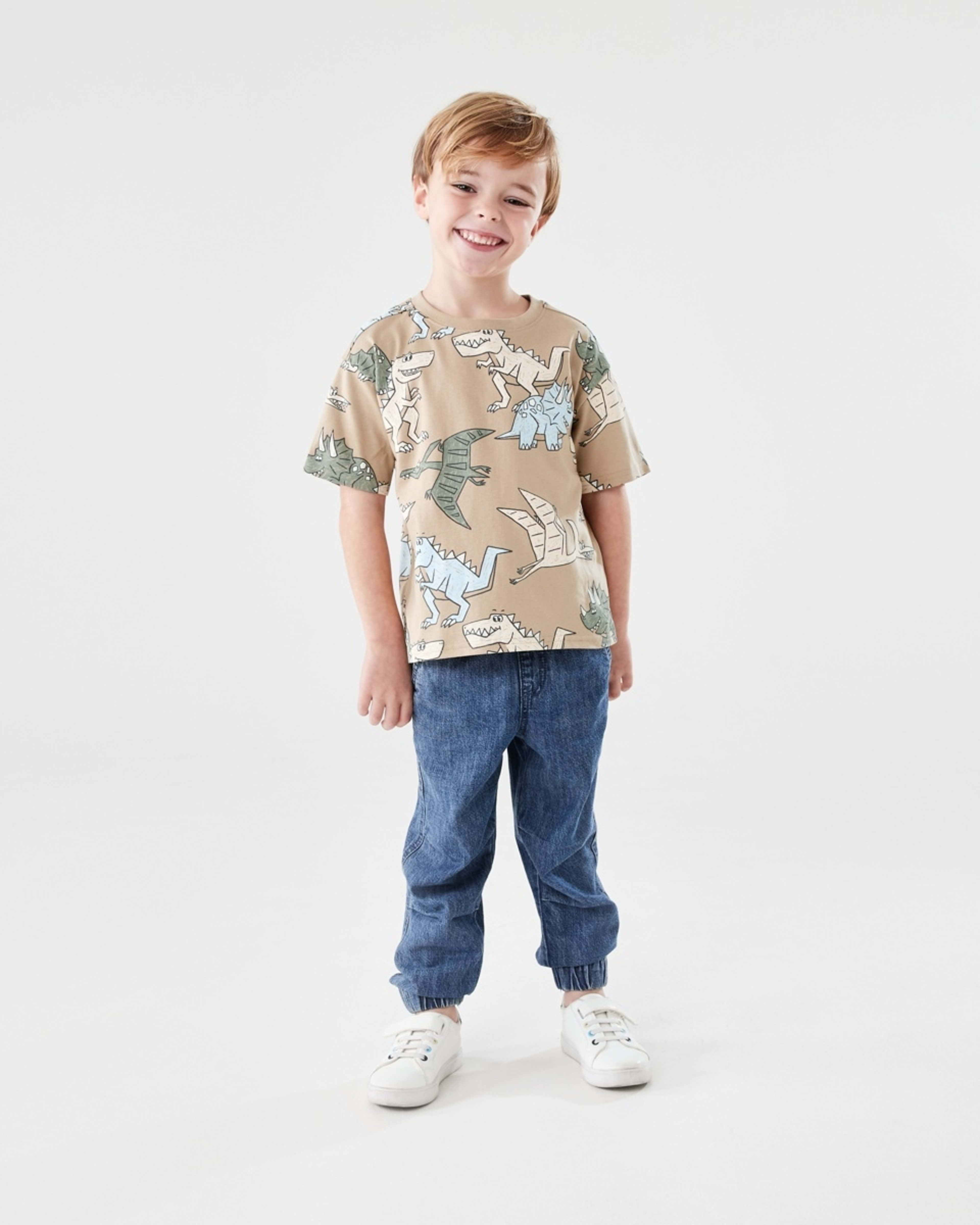 5 All Over Print T-shirt SCRIBBLY DINOS LIGHT BROWN, 5 of 6