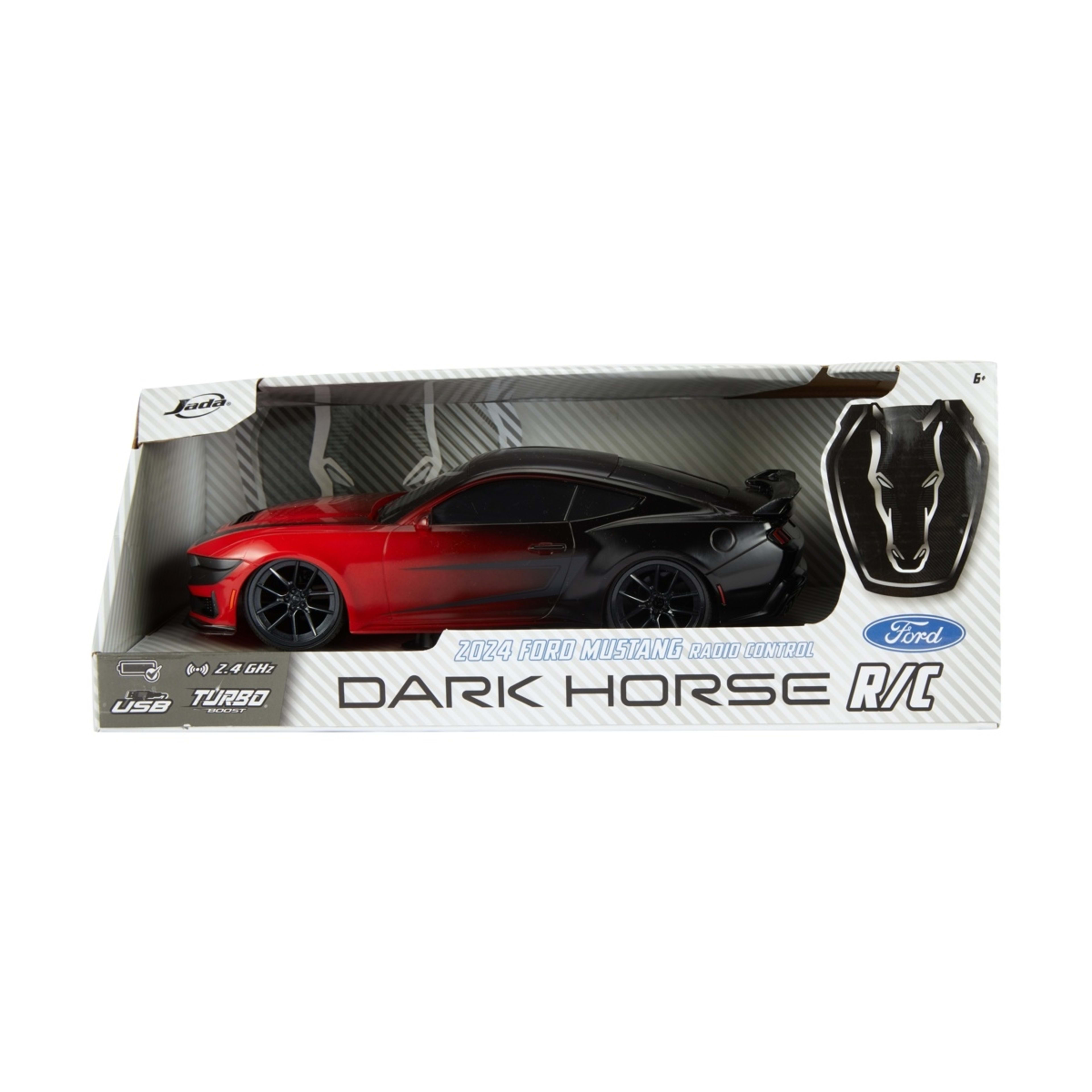 1 Jada 2024 Ford Mustang Radio Control Dark Horse 2.4 GHz Scale Car, 1 of 9