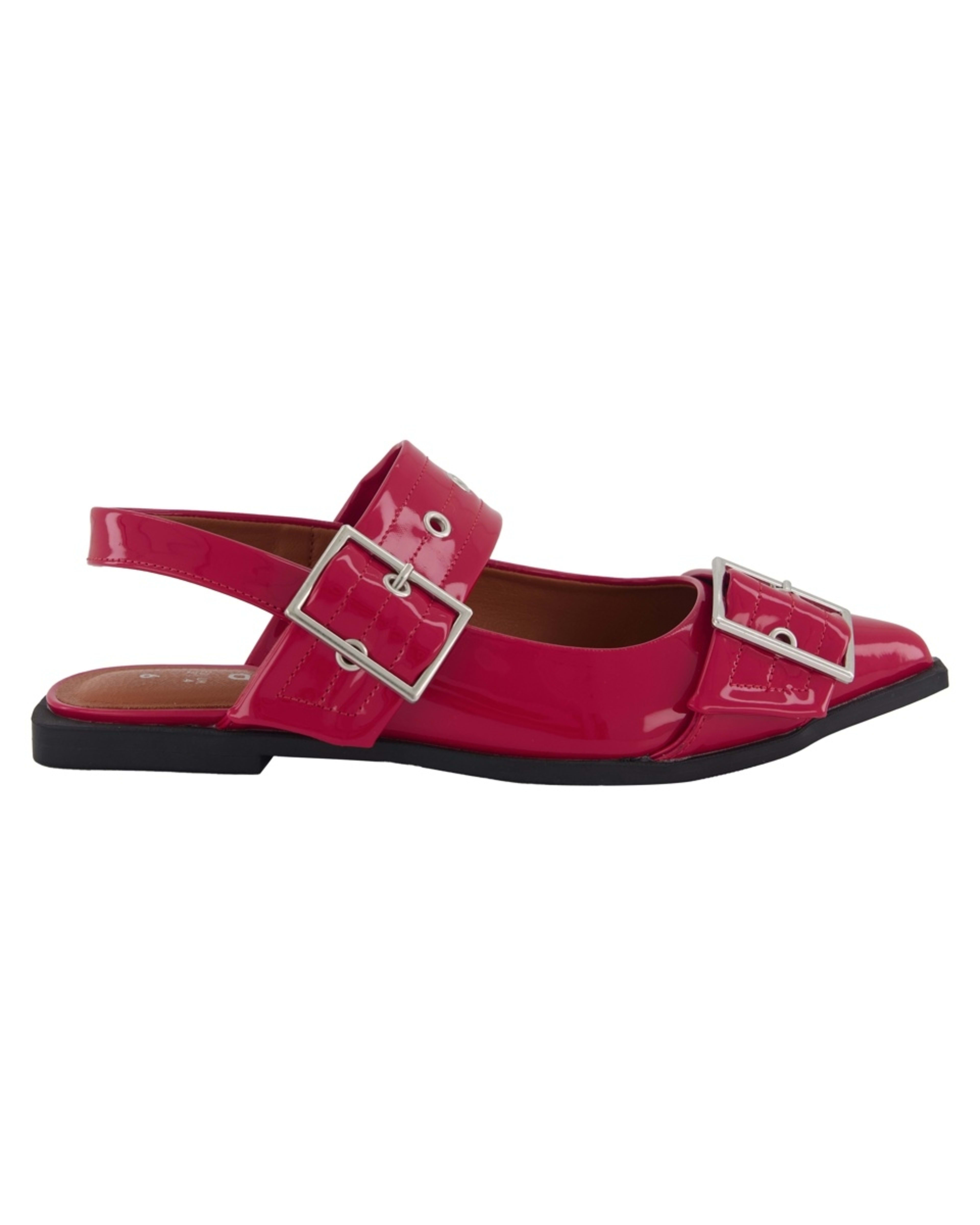 1 Buckle Slingback Ballet Flats Retro Red