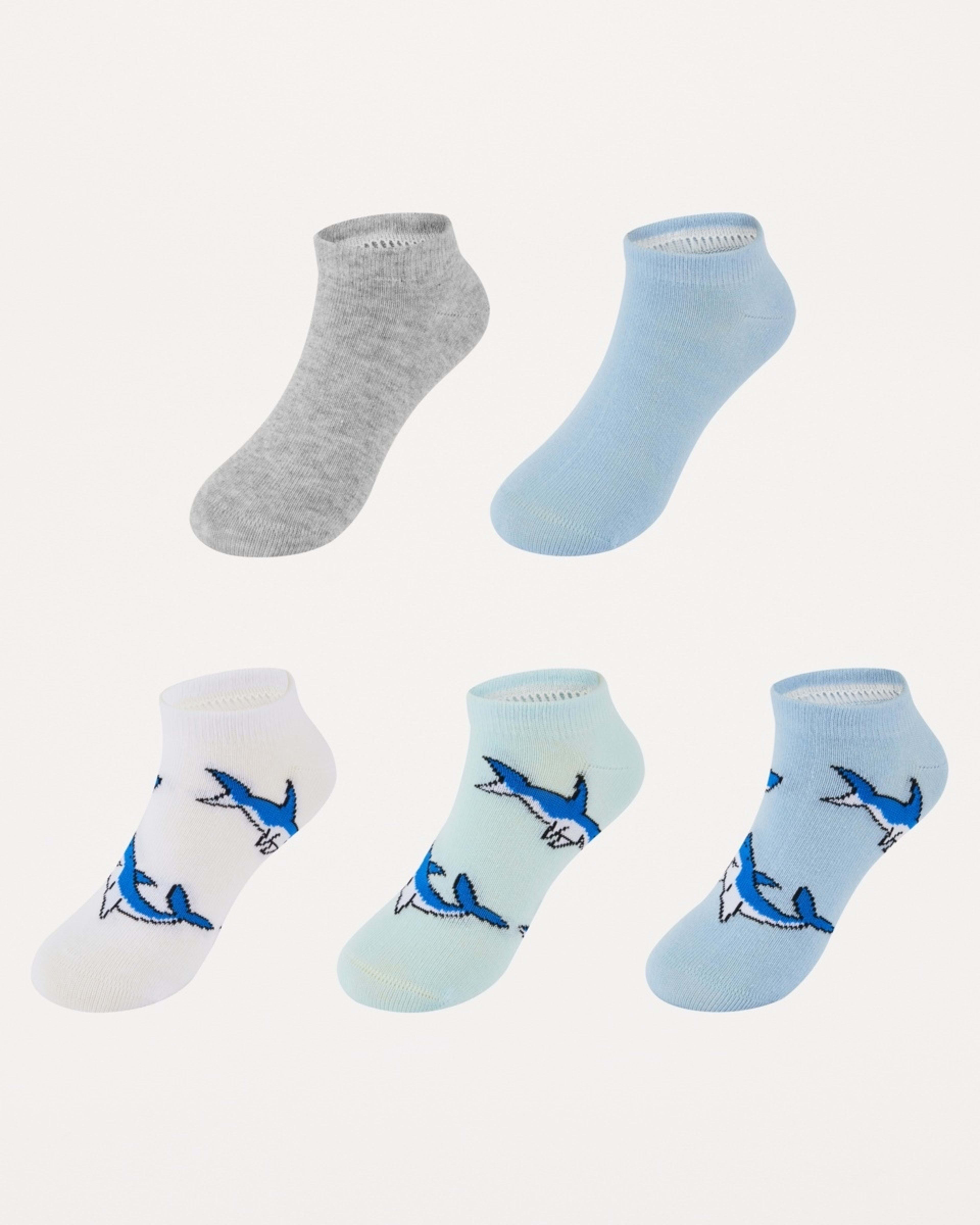 1 5 Pack Low Cut Socks BLUE SHARKS, 1 of 3