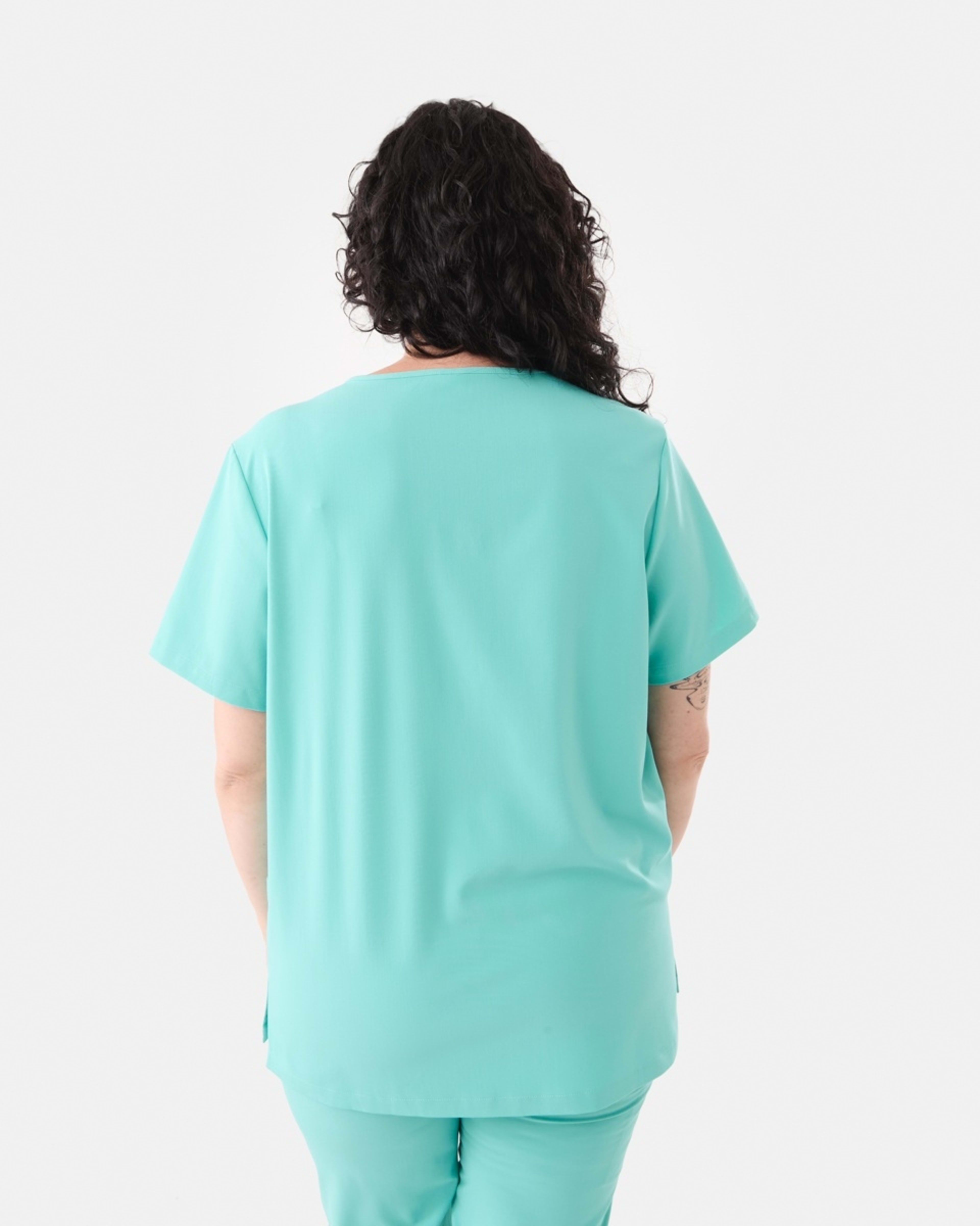 4 Work Short Sleeve Scrub Top Blue Turquoise, 4 of 10