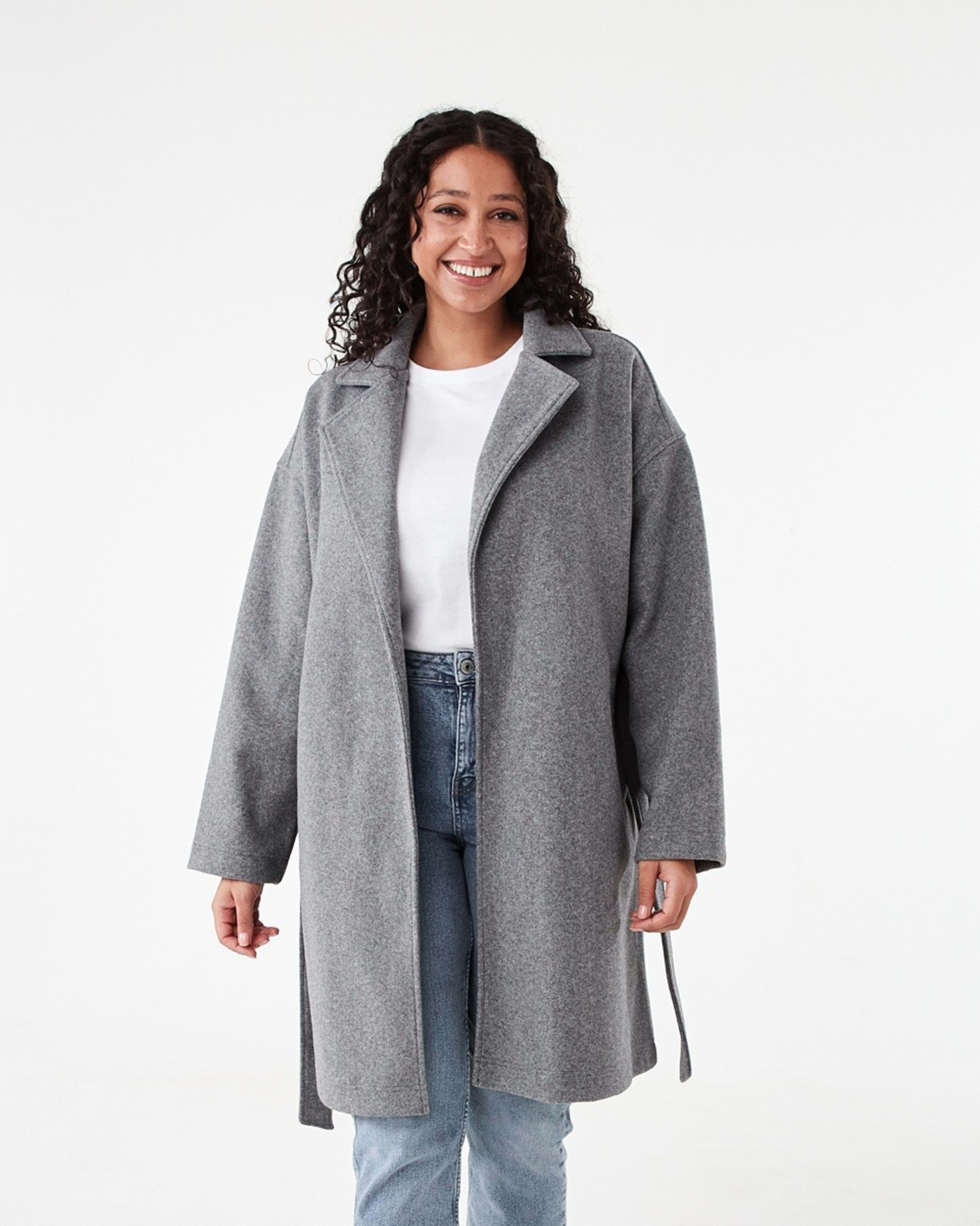 4 Oversized Coat with Belt Char Marle, 4 of 9