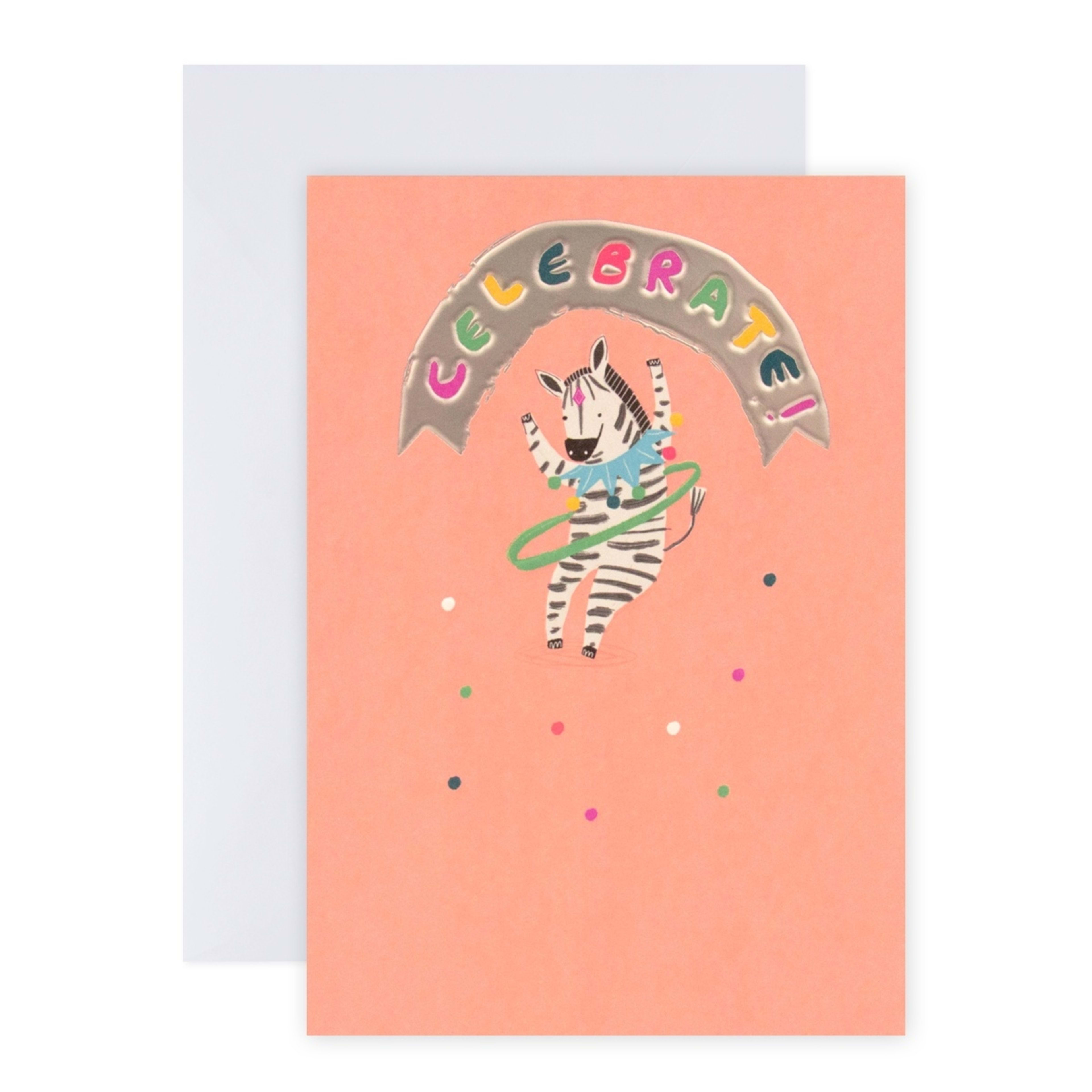 1 Hallmark Birthday Card - Celebrating Zebra