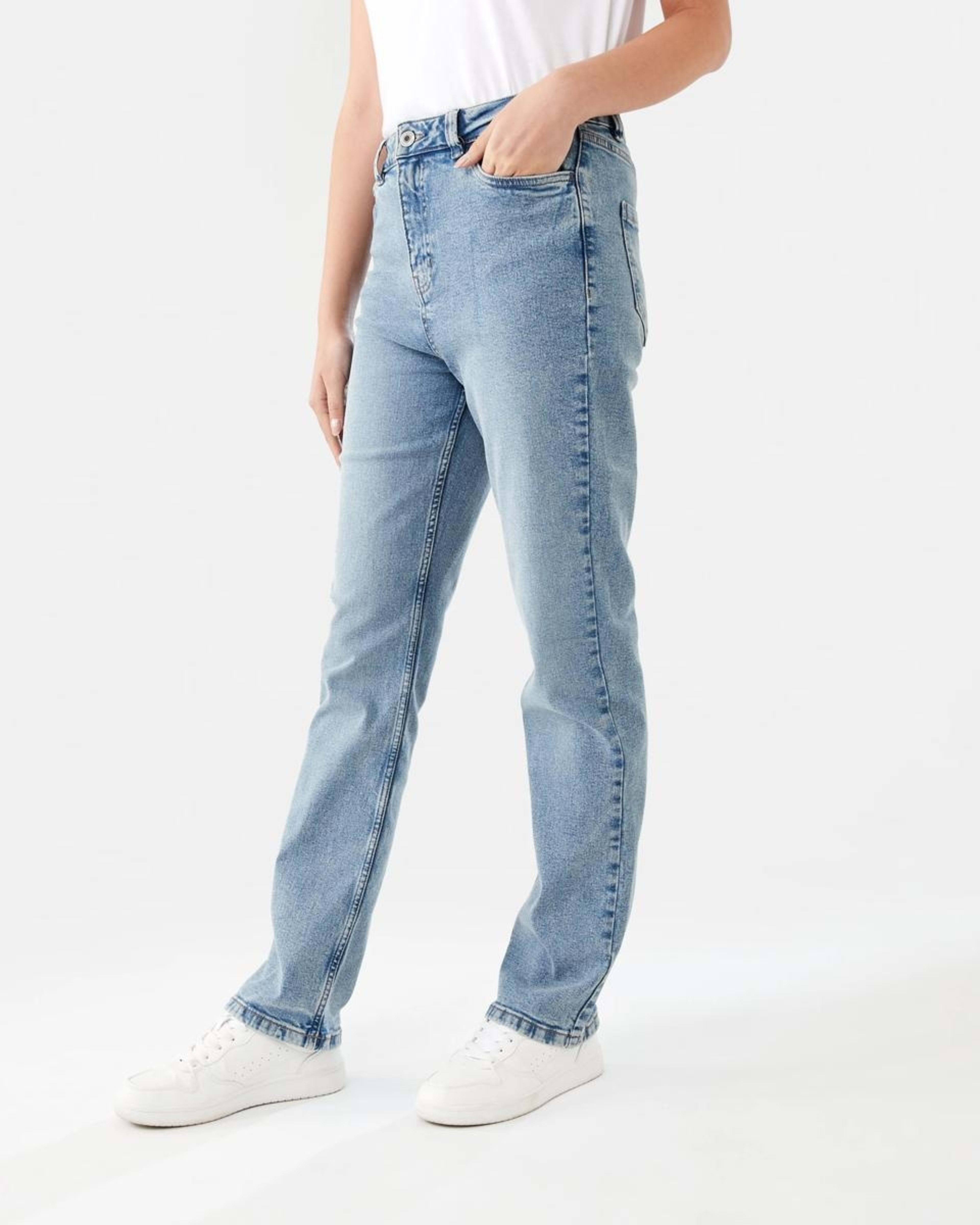 2 High Rise Straight Jeans MID WASH, 2 of 8