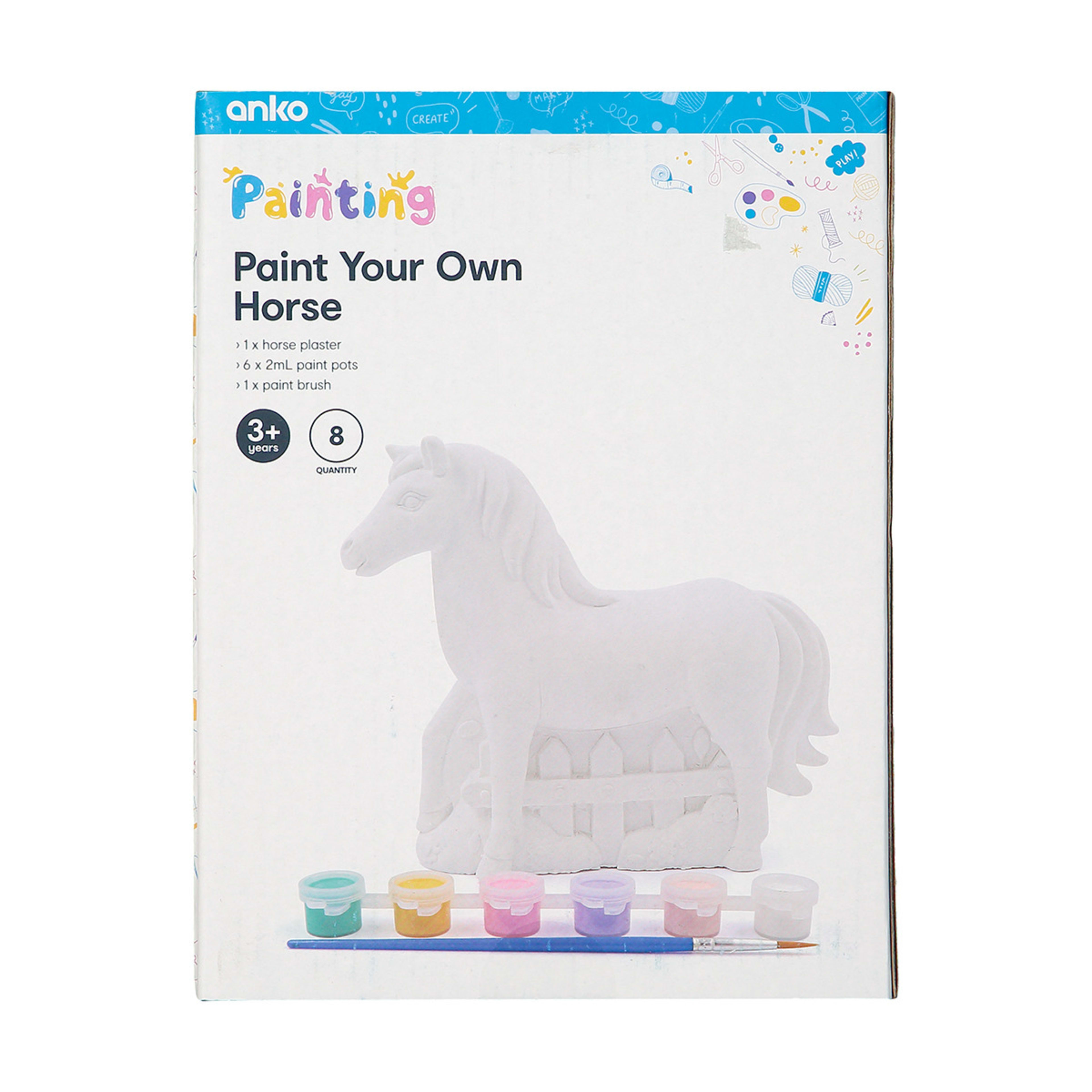 8 Piece Paint Your Own Horse Kmart