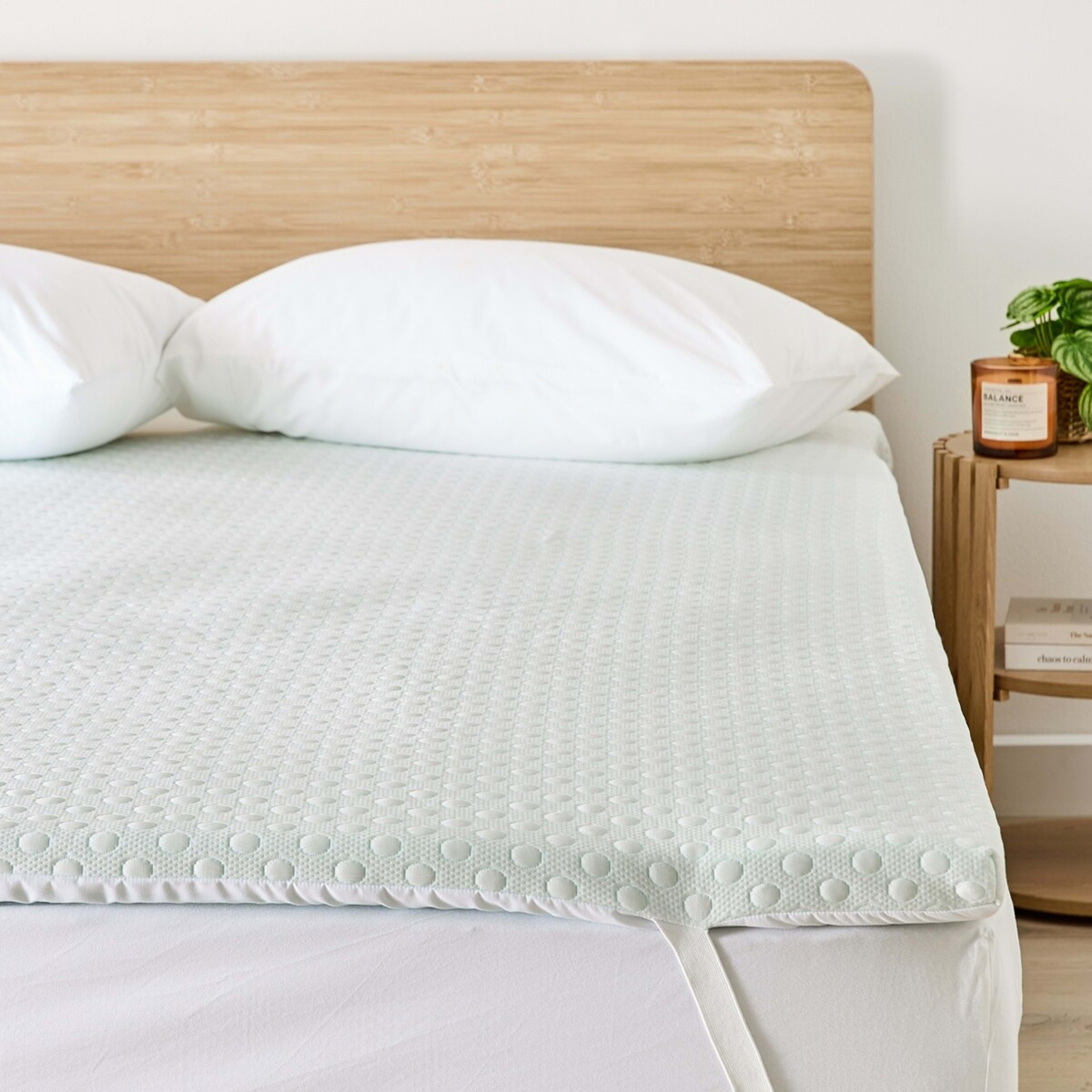 2 Cooling Memory Foam Mattress Topper - Queen Bed, White, 2 of 9