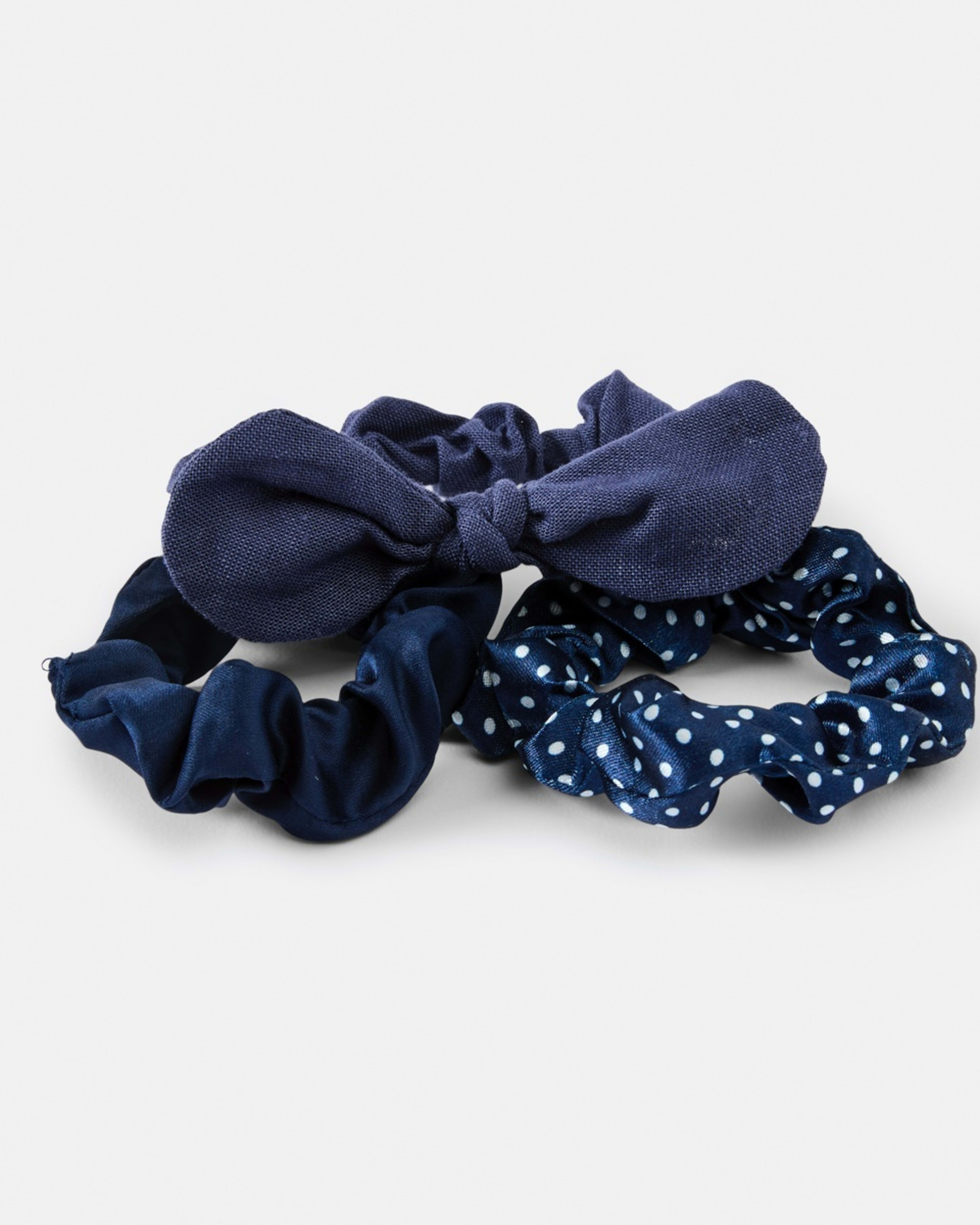 3 3 Pack Mixed Hair Scrunchies Nvy Sphire, 3 of 4