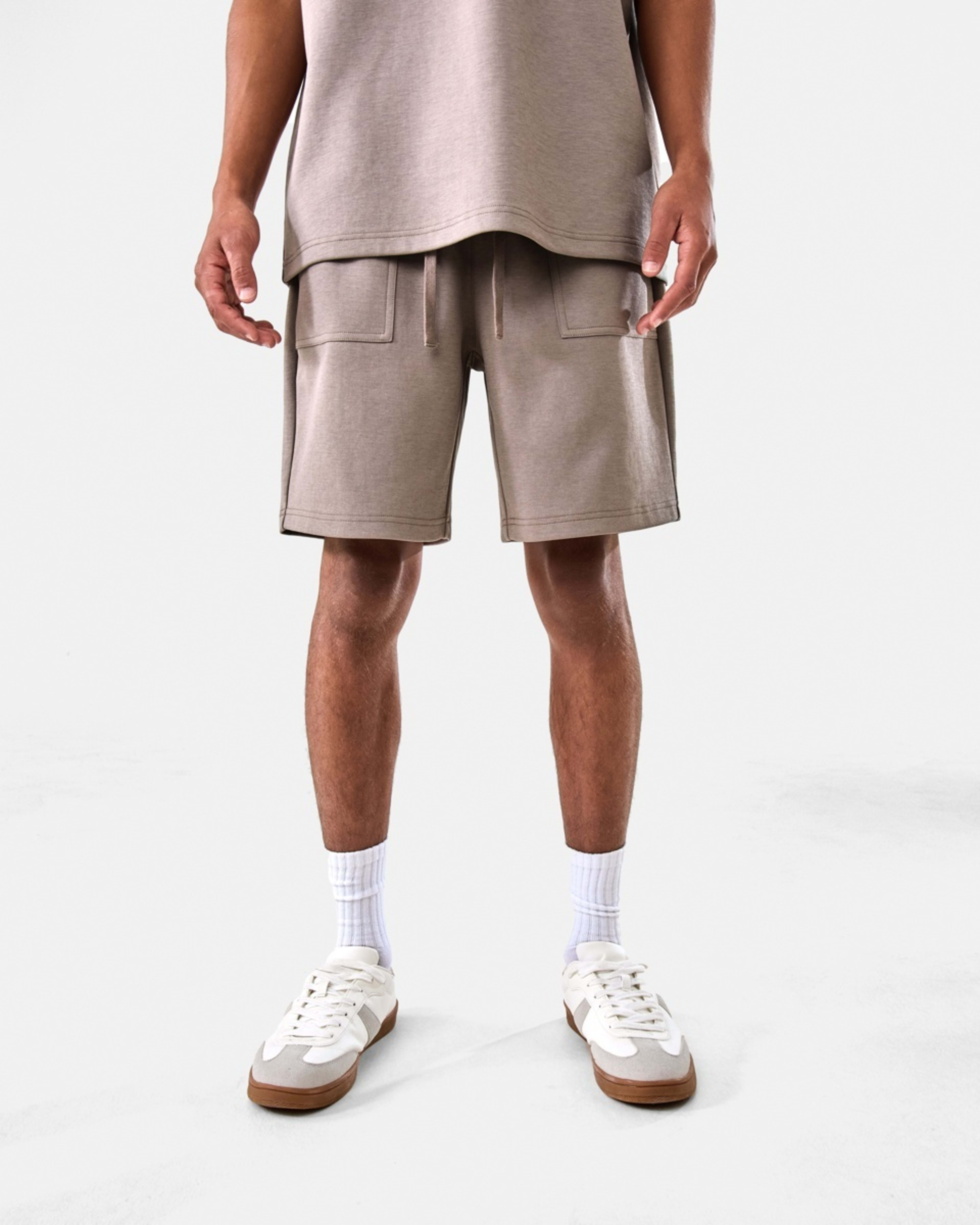 7 Elastic Waist Interlock Knit Shorts DRIFT BROWN, 7 of 7
