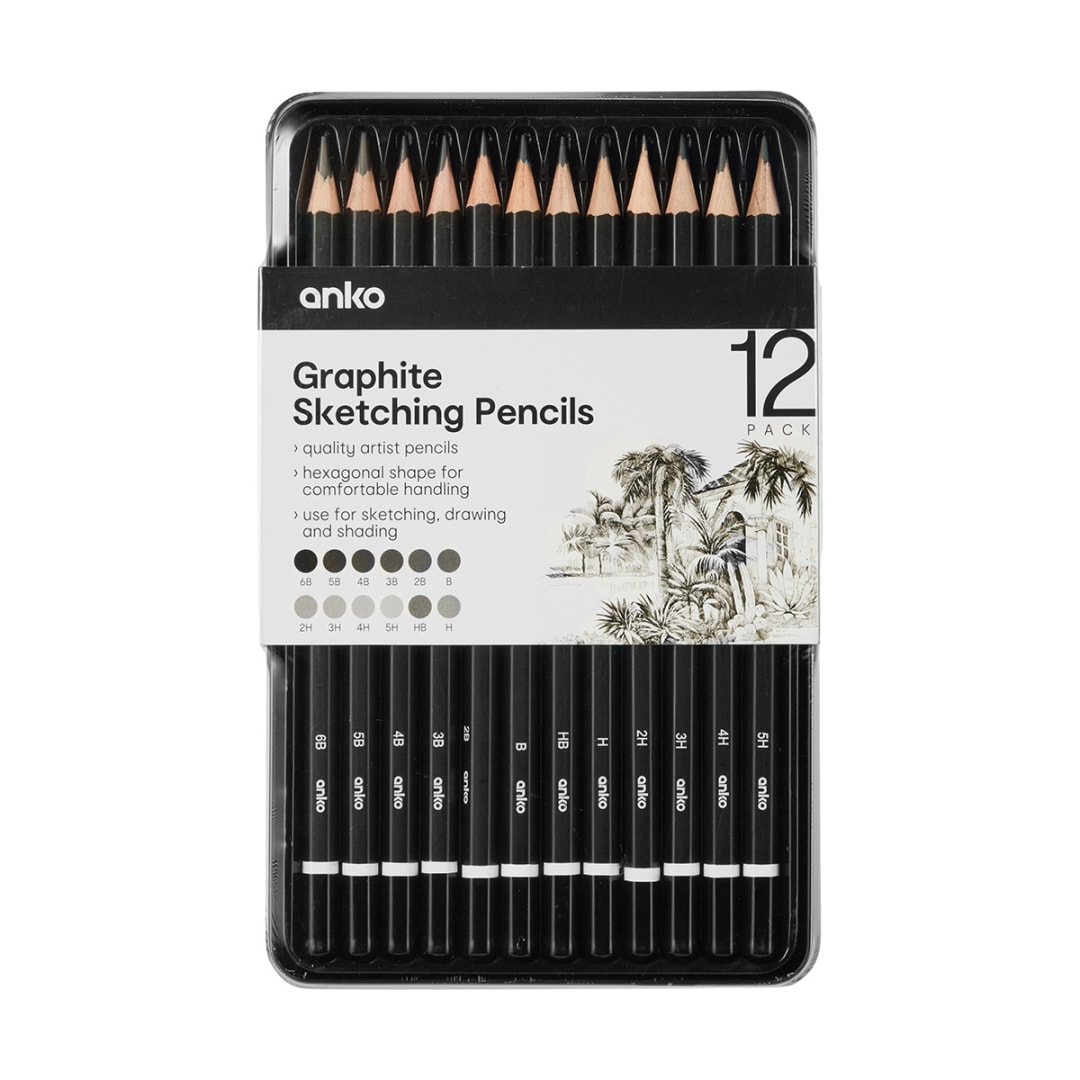 12 Pack Sketching Pencils Kmart