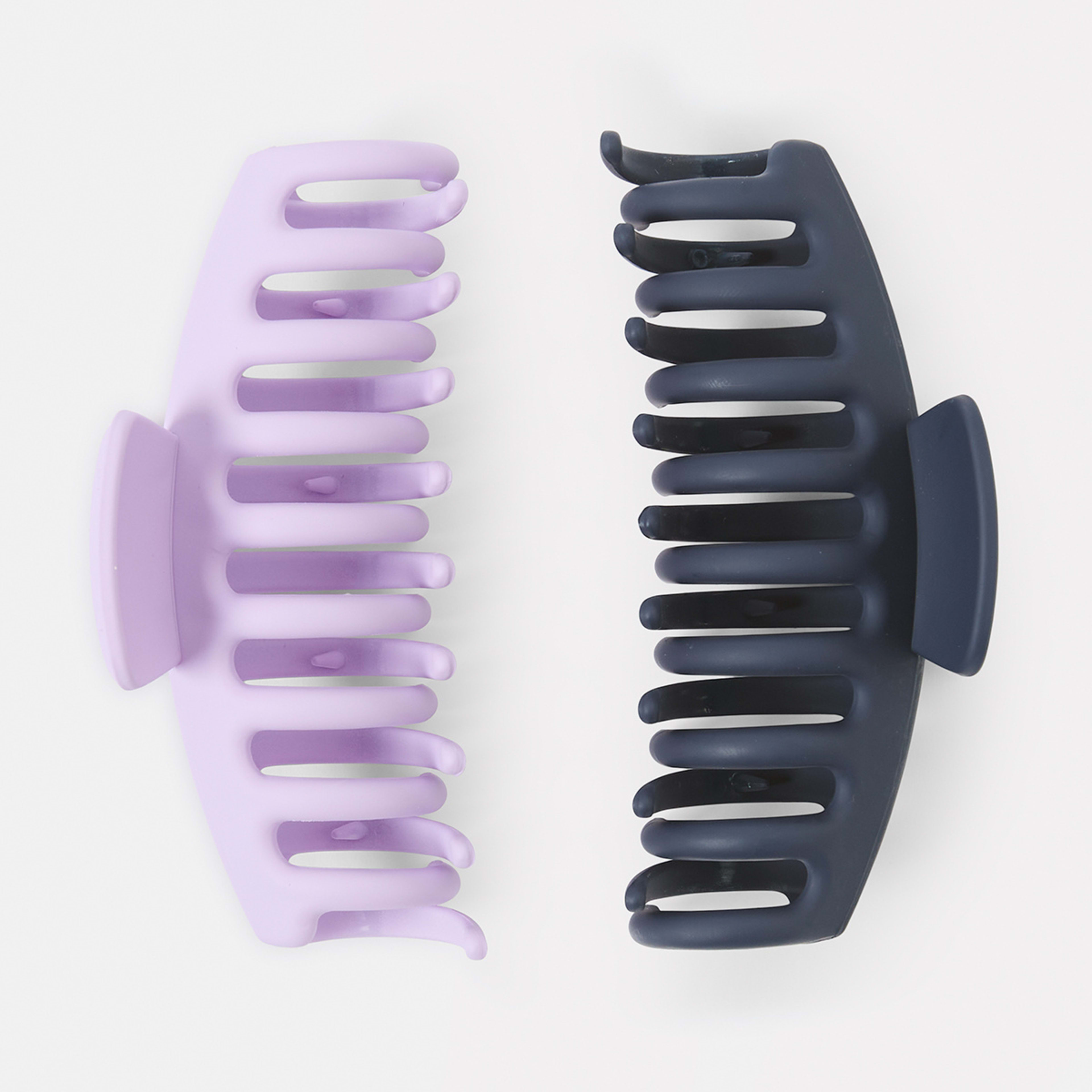 1 2 Pack Navy and Lilac Barrel Claw Hair Clips