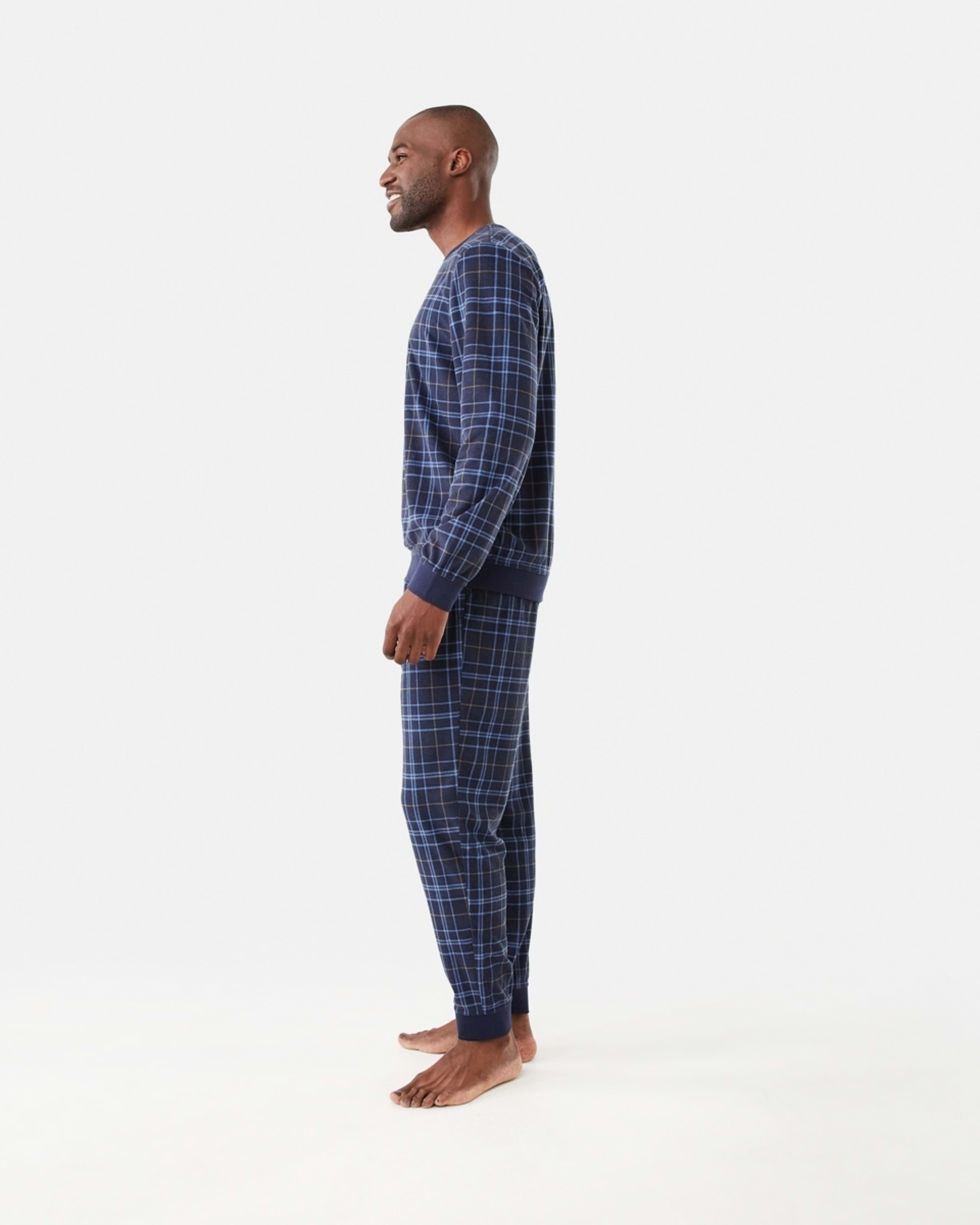 2 Long Sleeve Matching Jogger Pants Pyjama Set Lake Check, 2 of 7