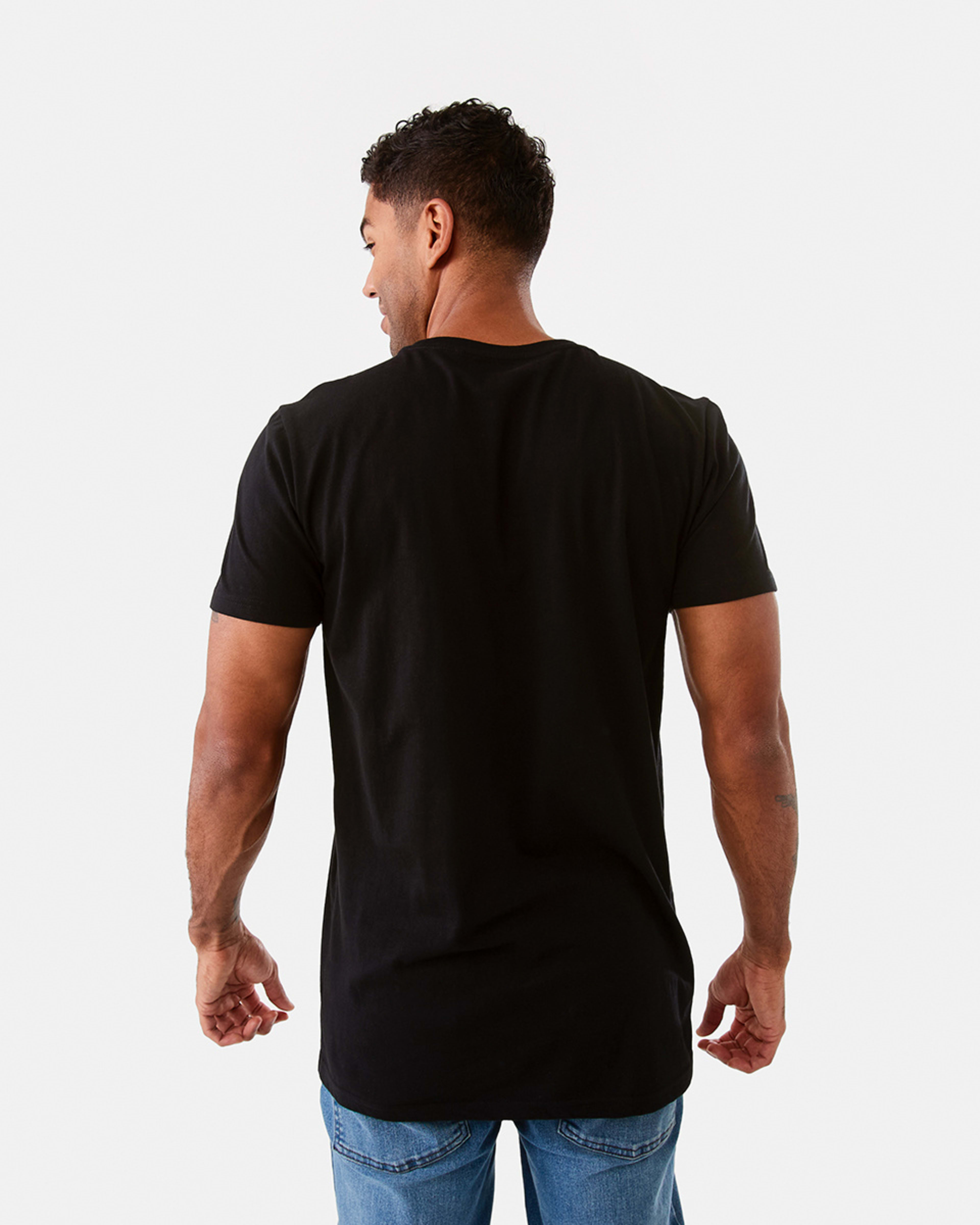 3 Australian Grown Cotton Longline T-shirt Black, 3 of 6