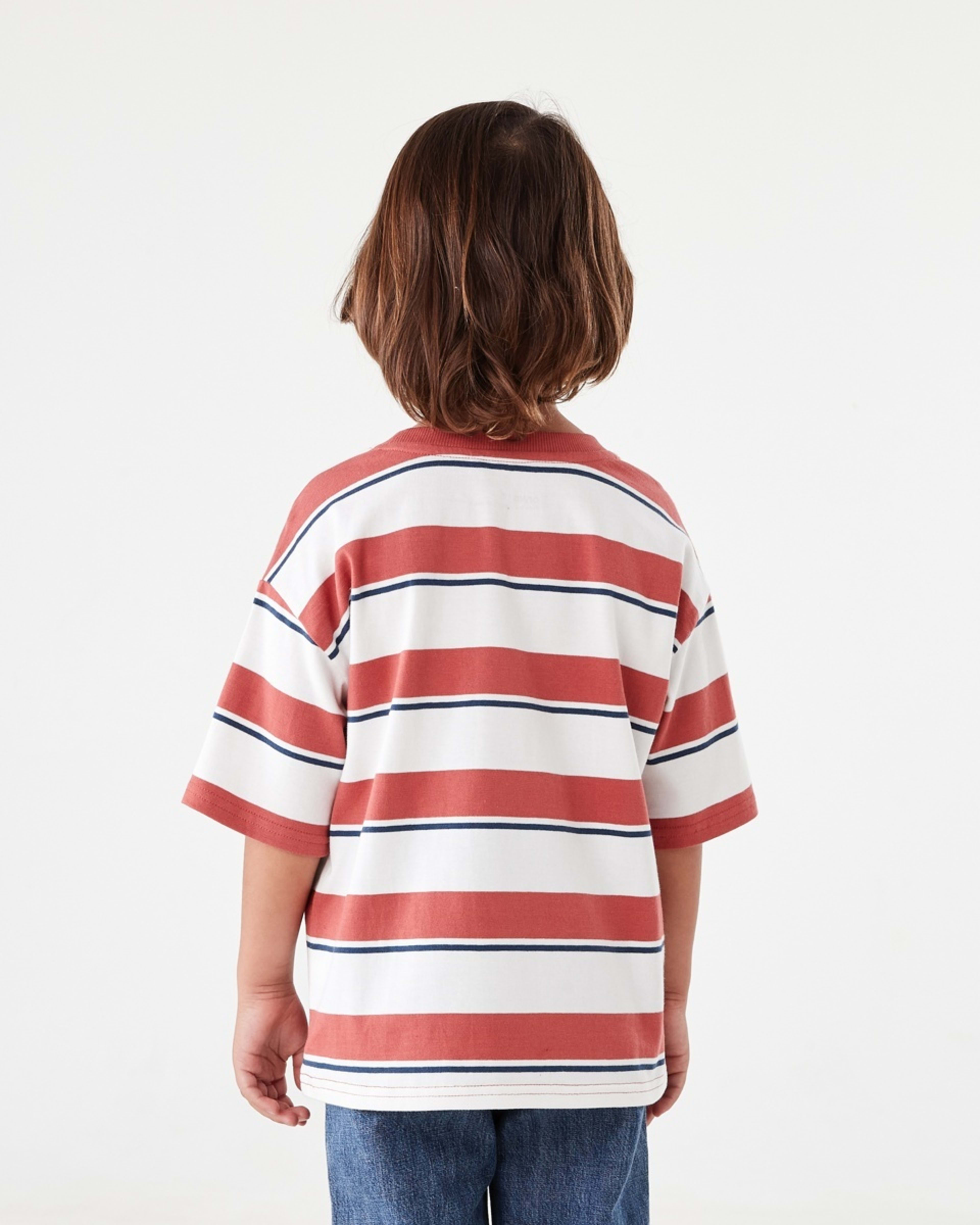 2 Oversized Stripe T-shirt North Stripe Washed Red, 2 of 9