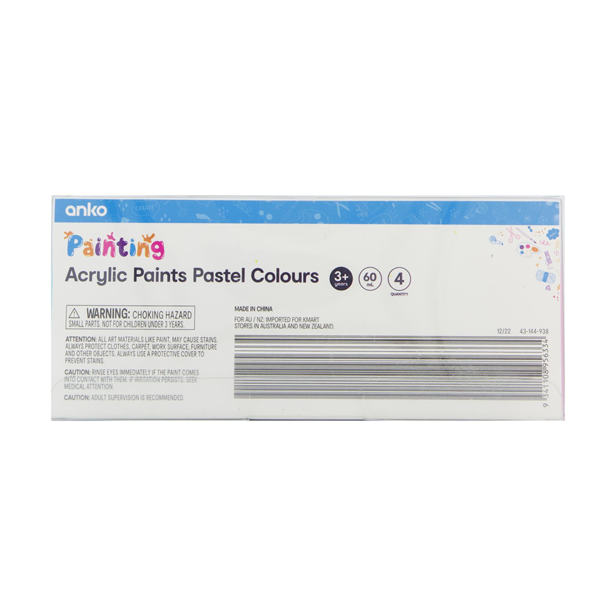 4 Pack Acrylic Paints Pastel Colours Kmart