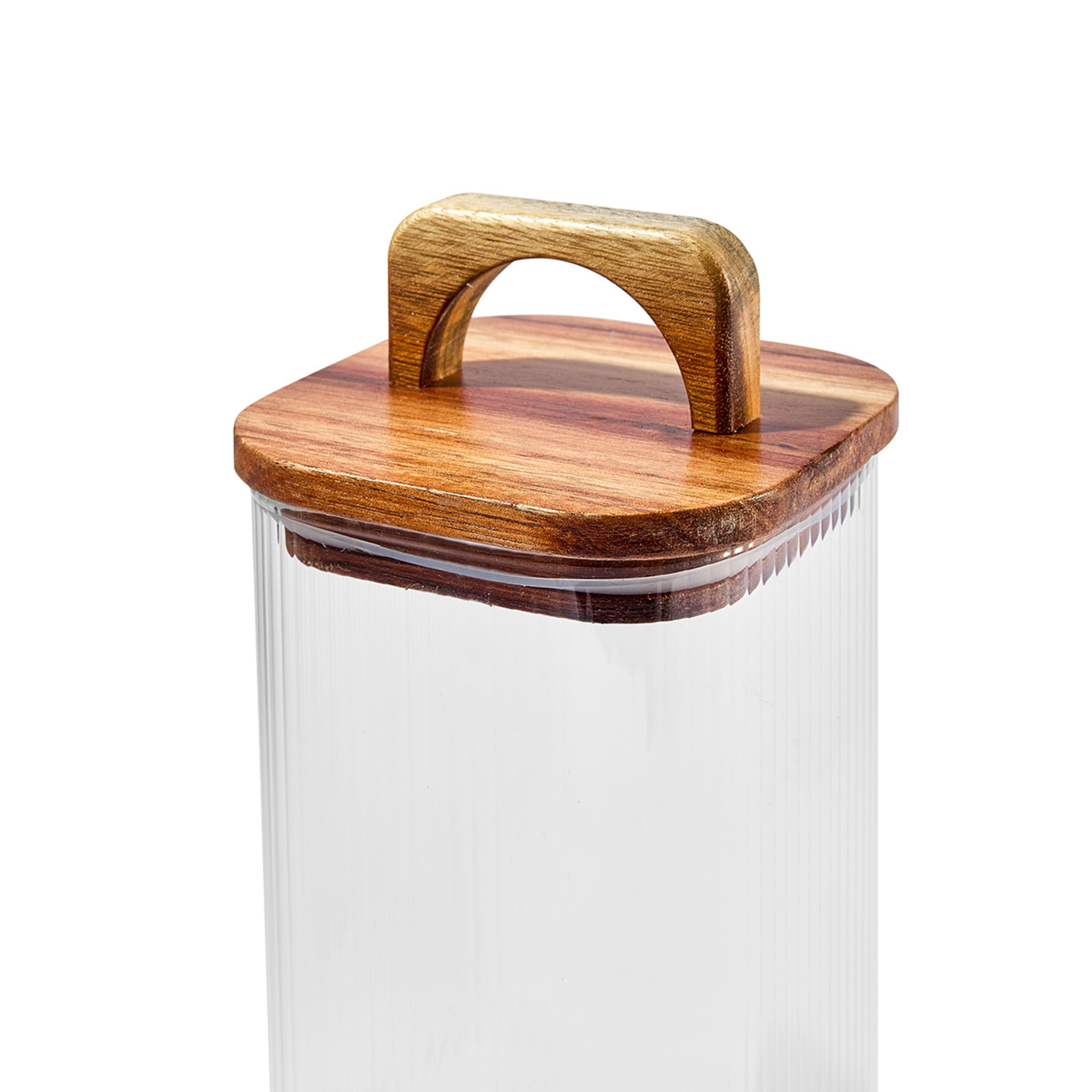 4 Set of 3 Linear Glass Canisters with Acacia Lids, 4 of 7