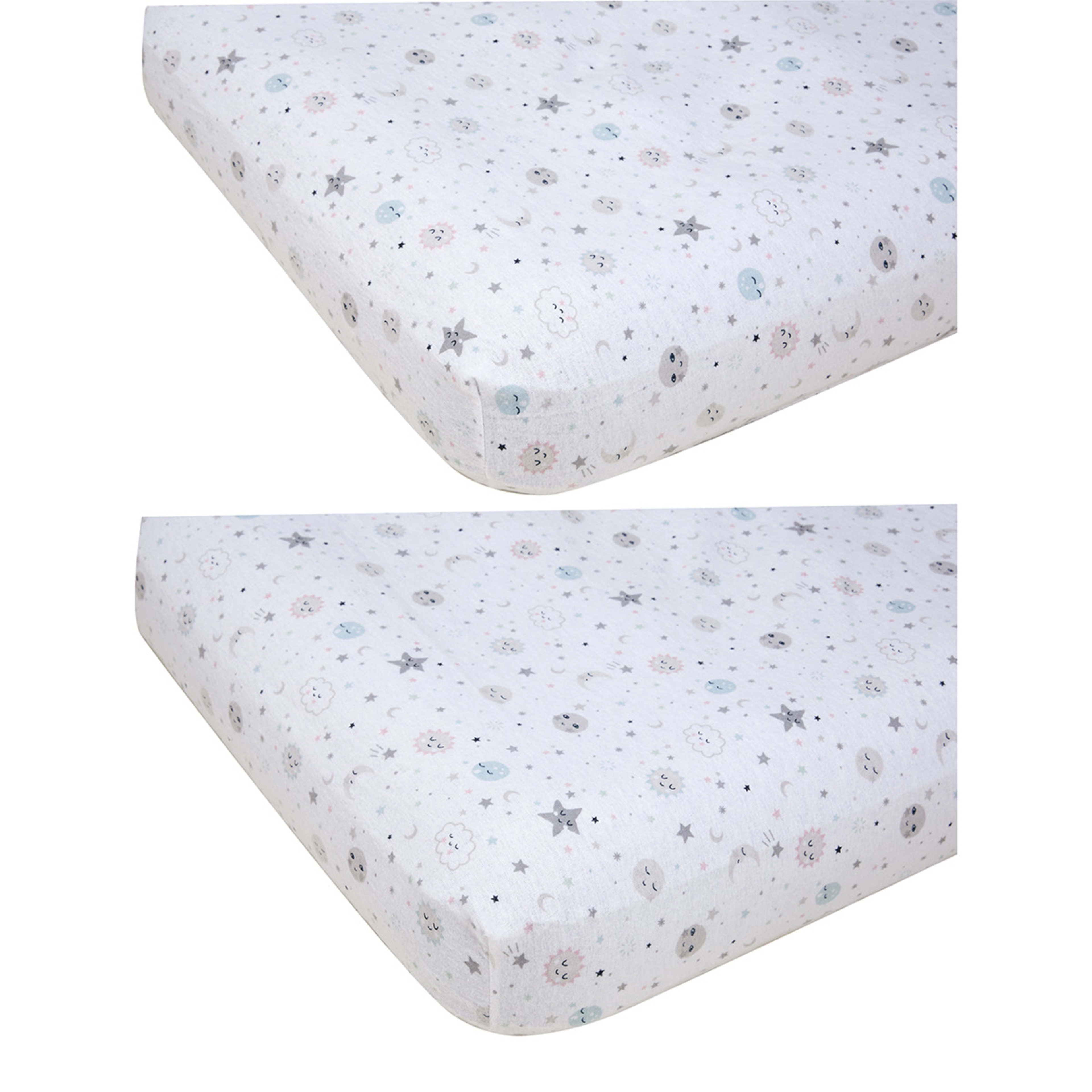 2 Pack Flannelette Cotton Fitted Cot Sheets Galaxy Kmart