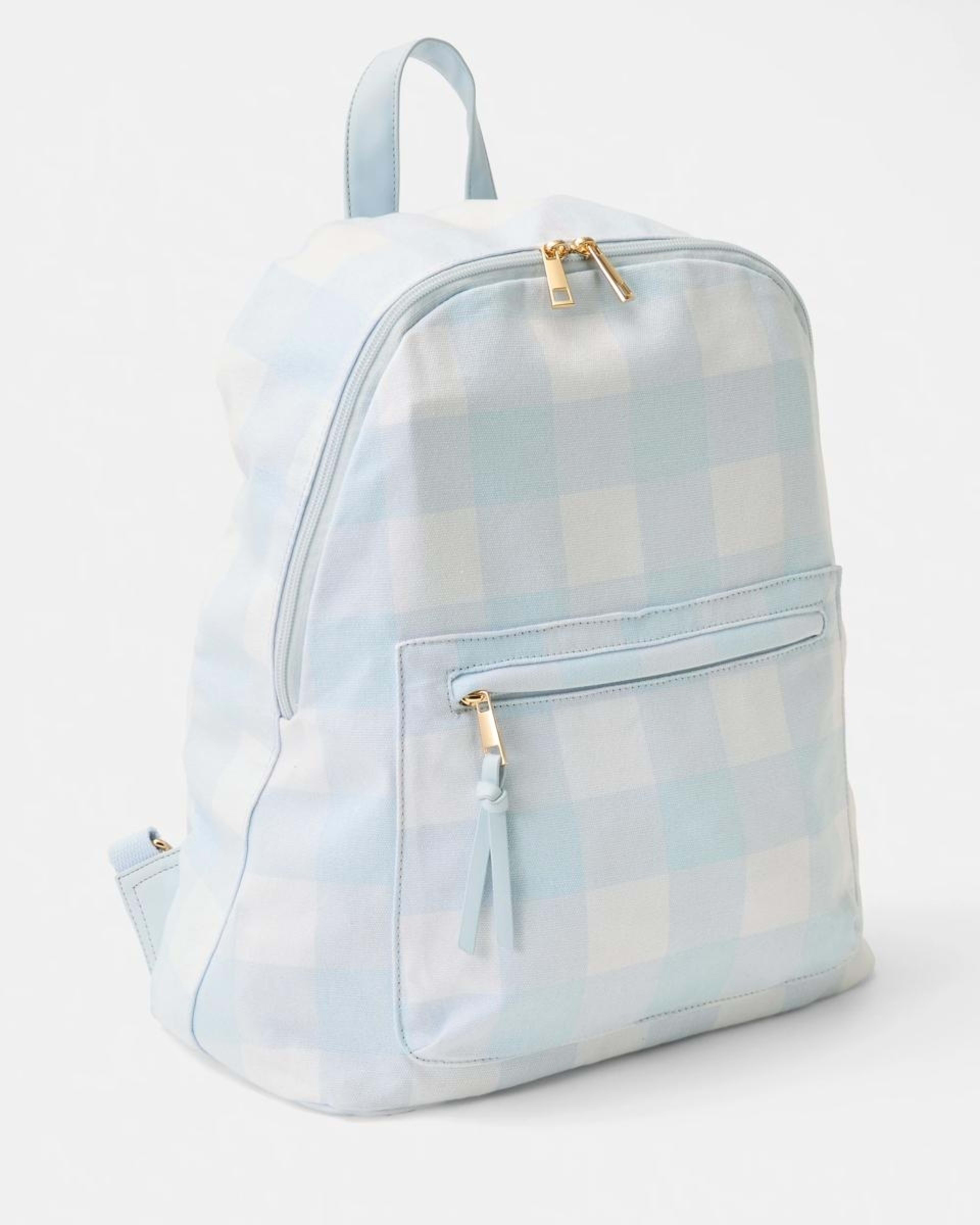 2 Canvas Backpack Blue Ging, 2 of 4