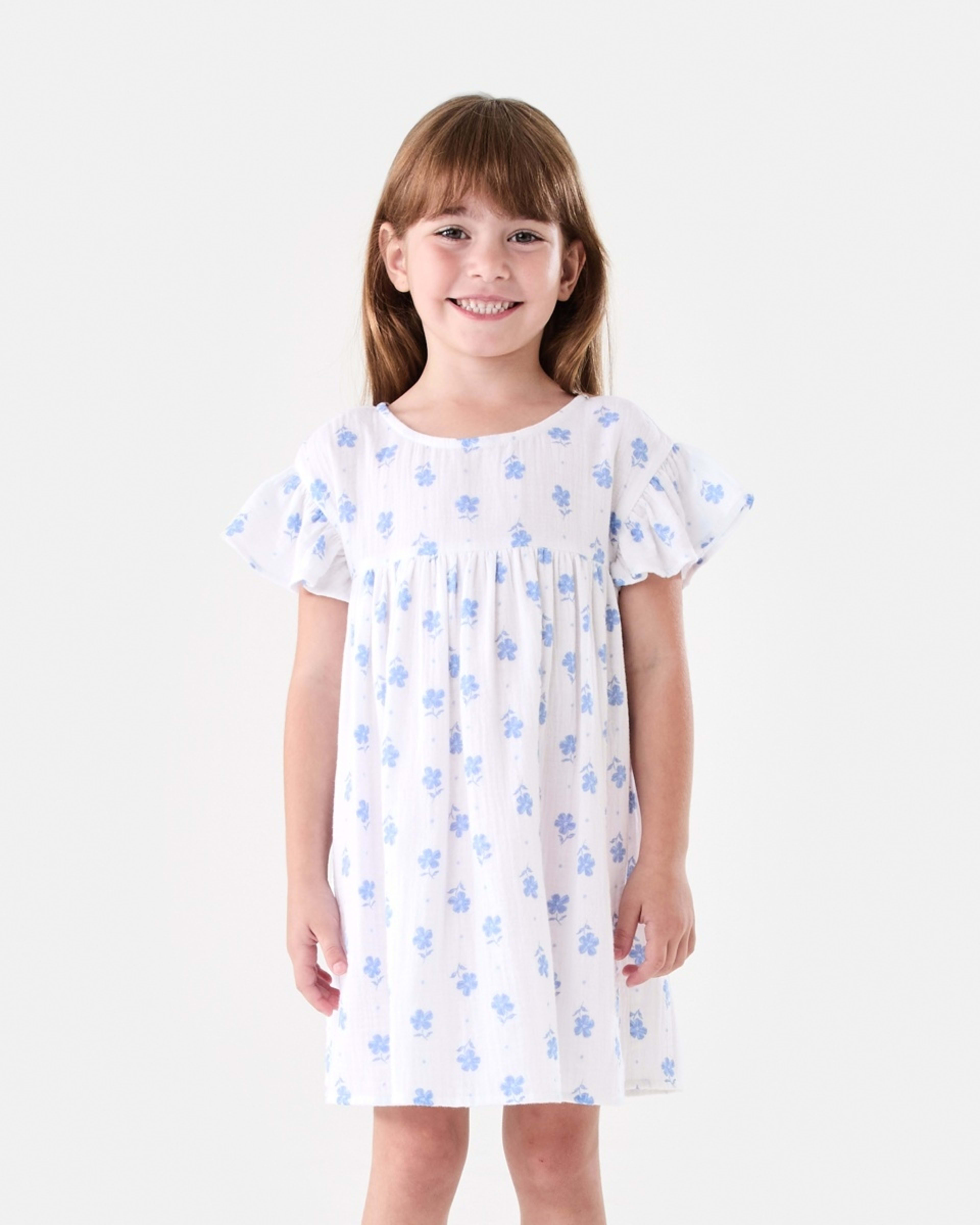 1 Woven Dress PANSY BLOOMS WHITE, 1 of 8
