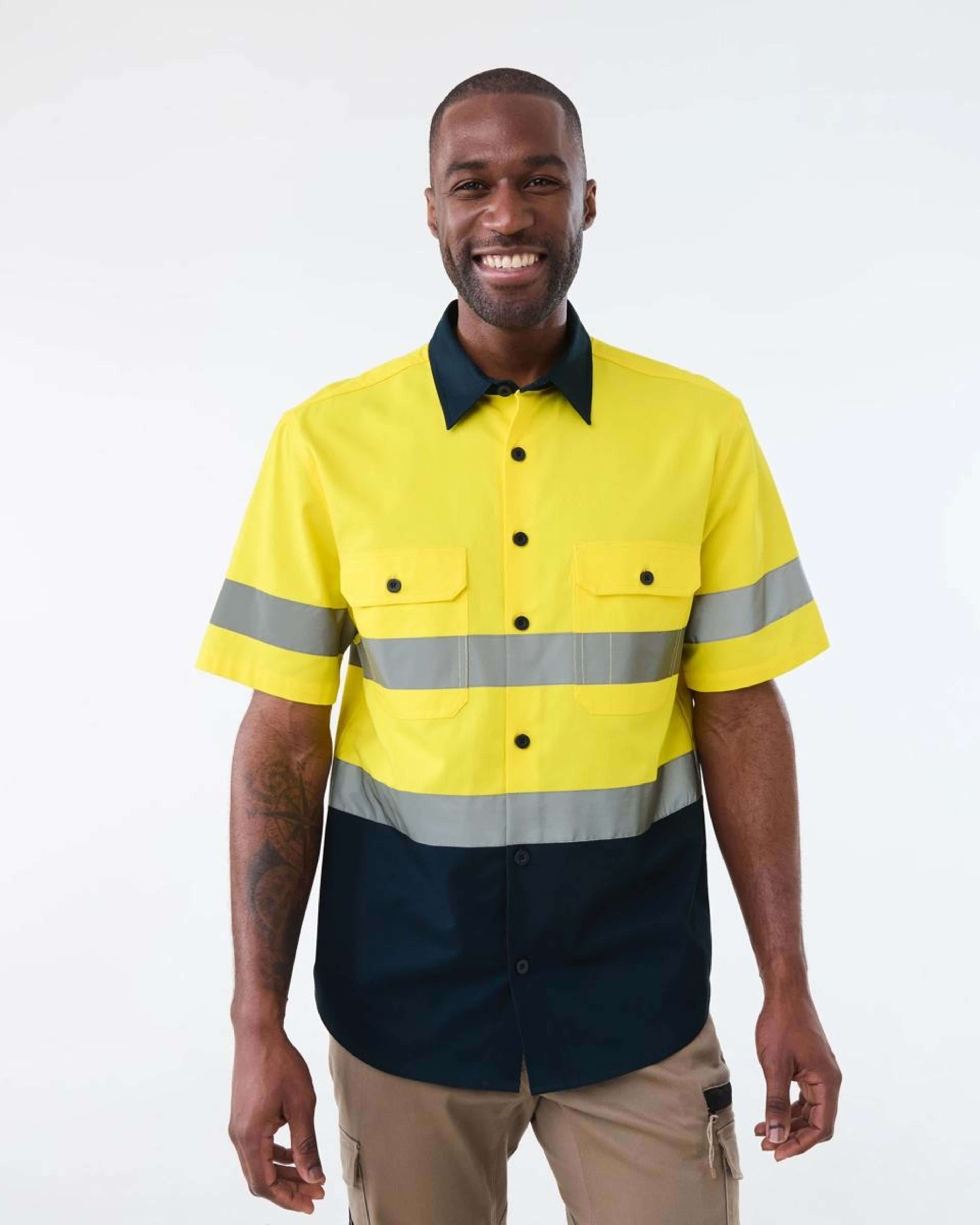 1 Workwear Hi-Visibility Long Sleeve Reflective Shirt SAFETY YELLOW, 1 of 5