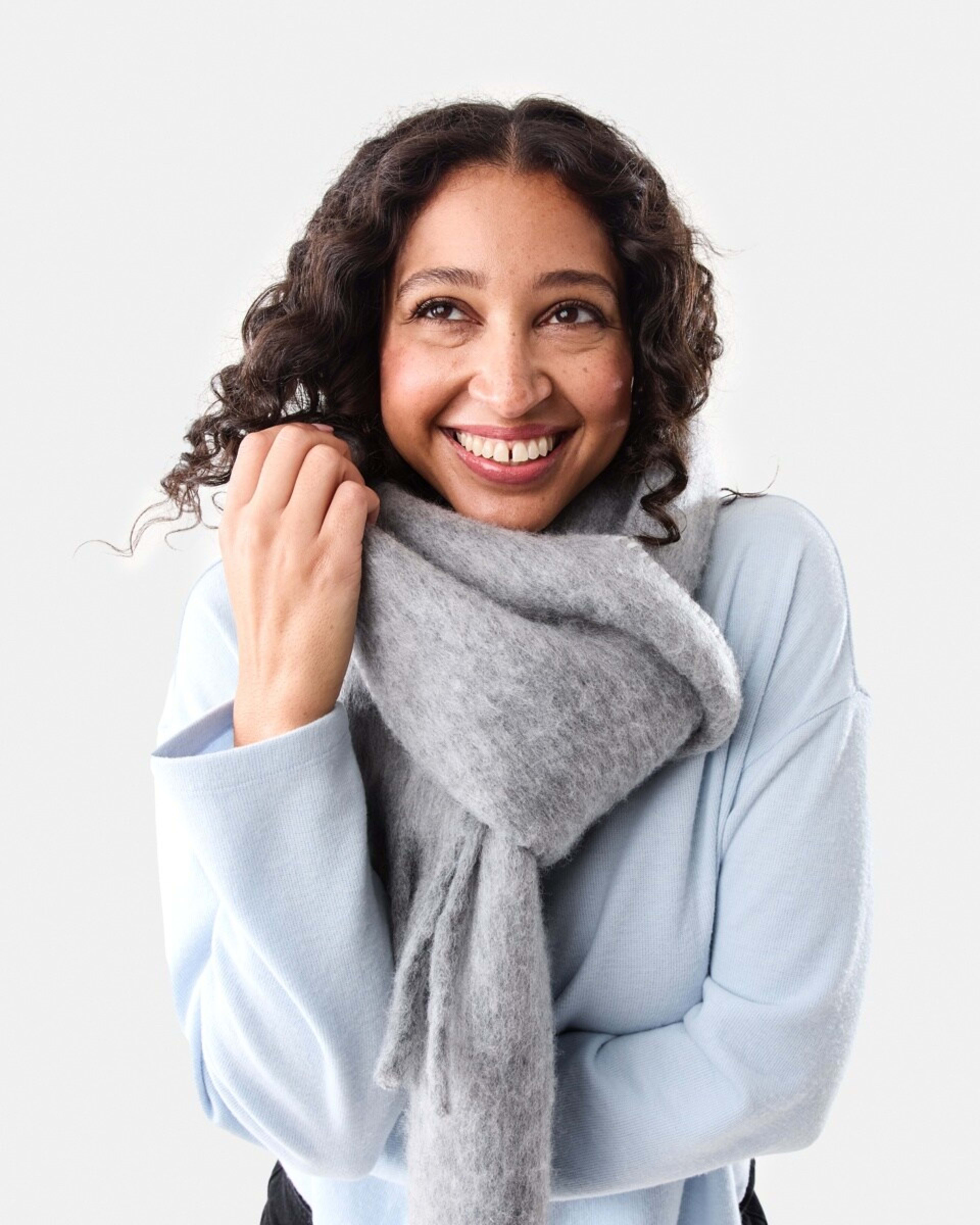 5 Blanket Stitch Scarf Grey Marle, 5 of 5