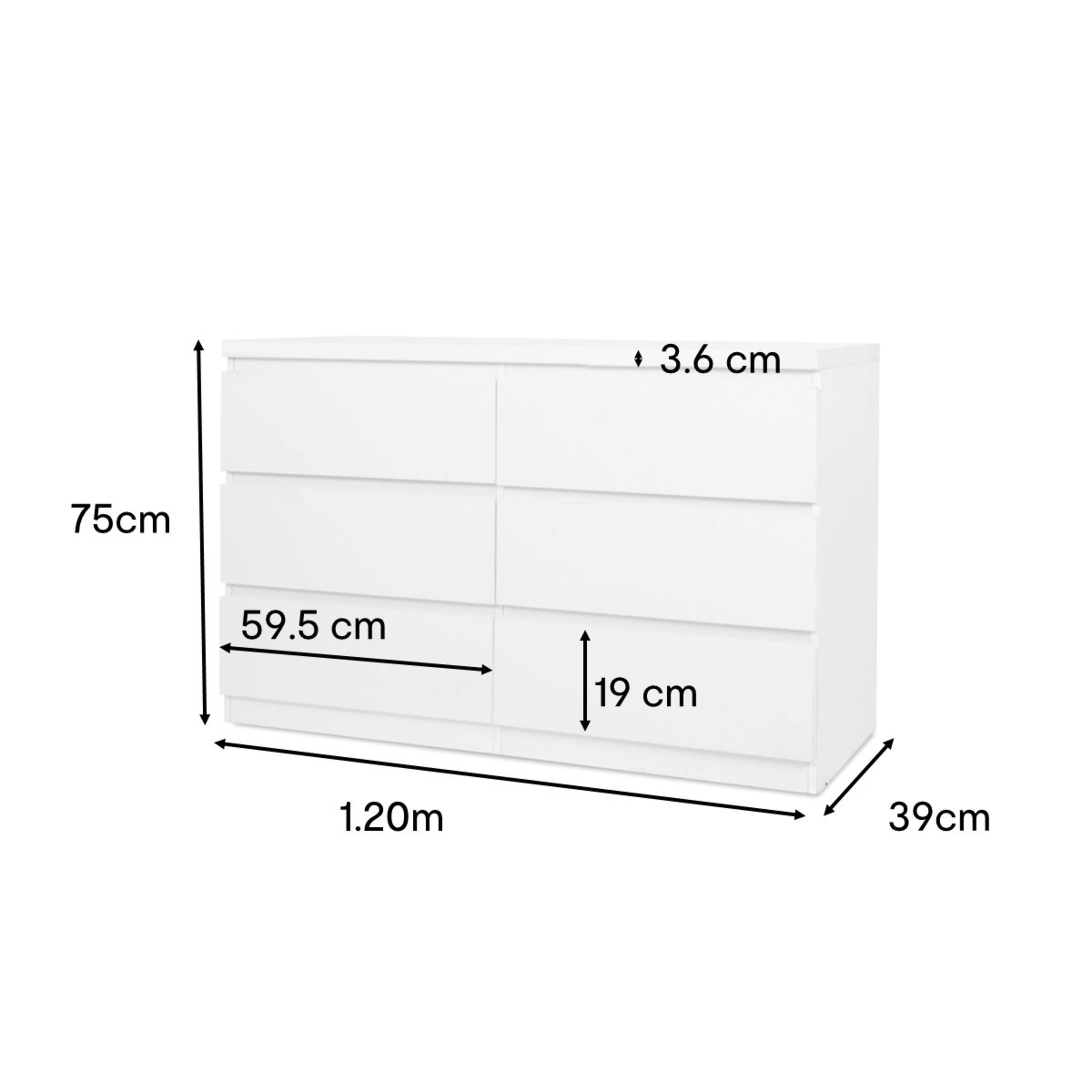 4 6 Drawer Dresser - White, 4 of 4