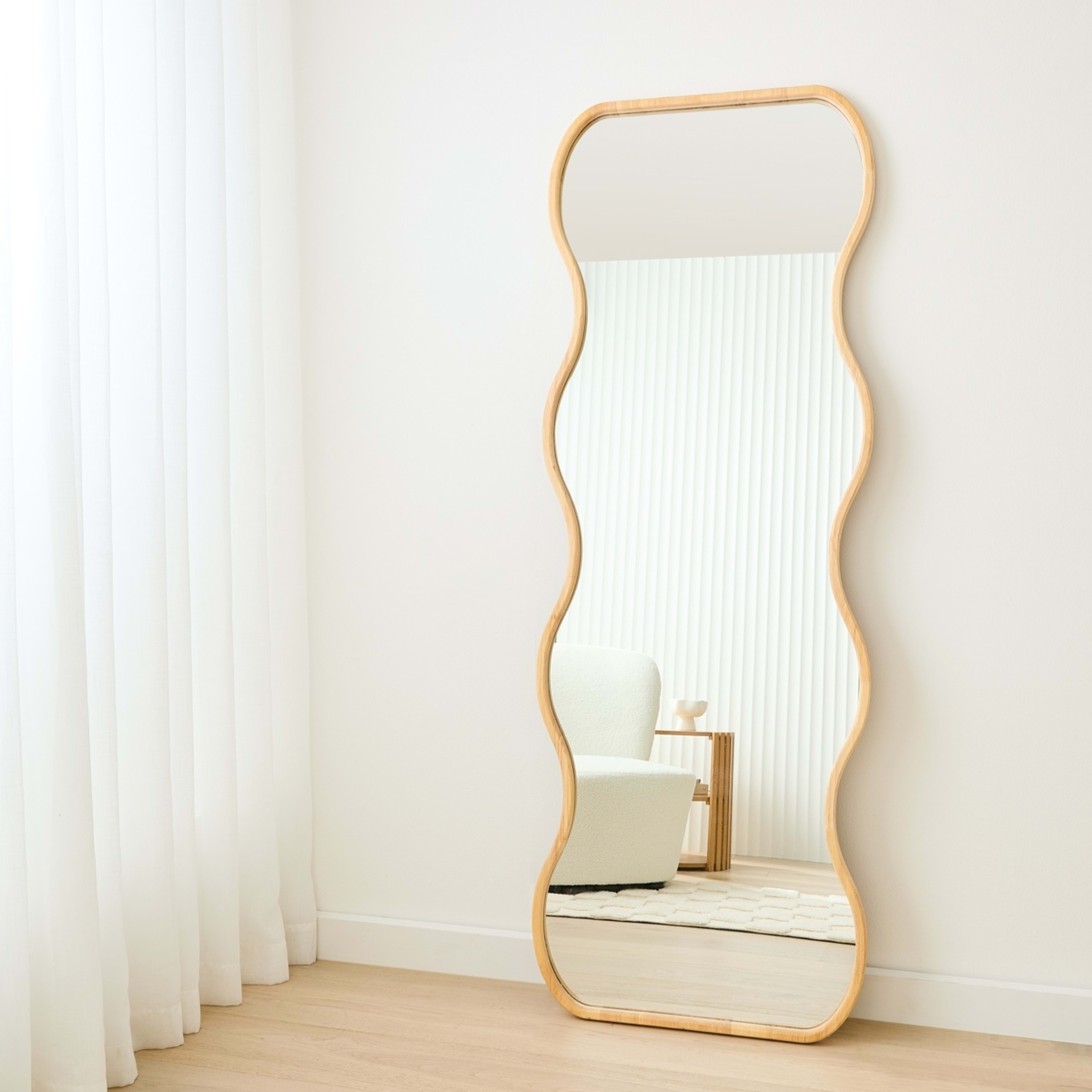 1 Wave Oak Look Floor Mirror